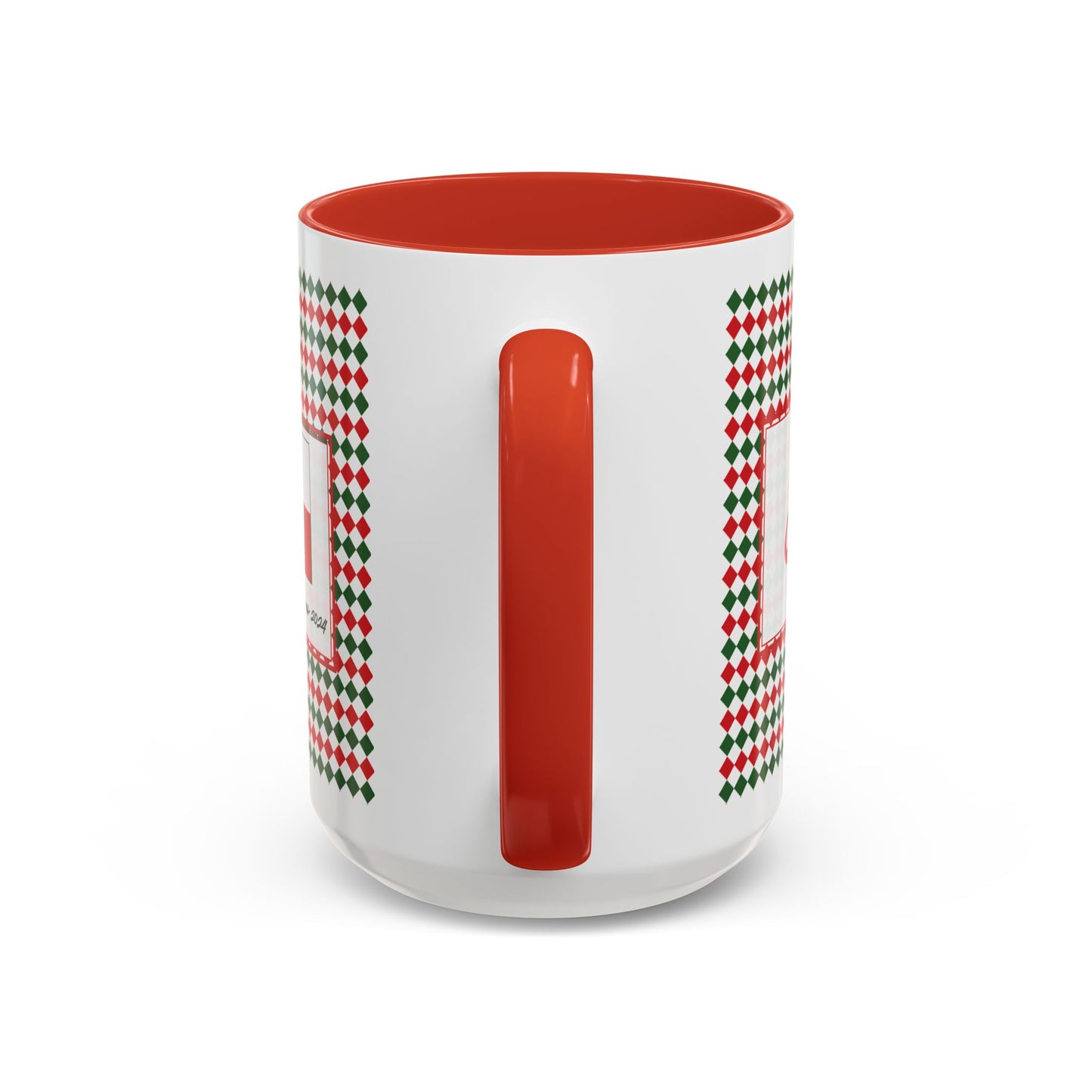 Joy- Christmas Argyle Personalizable Christmas Ceramic Mug (11oz, 15 oz)