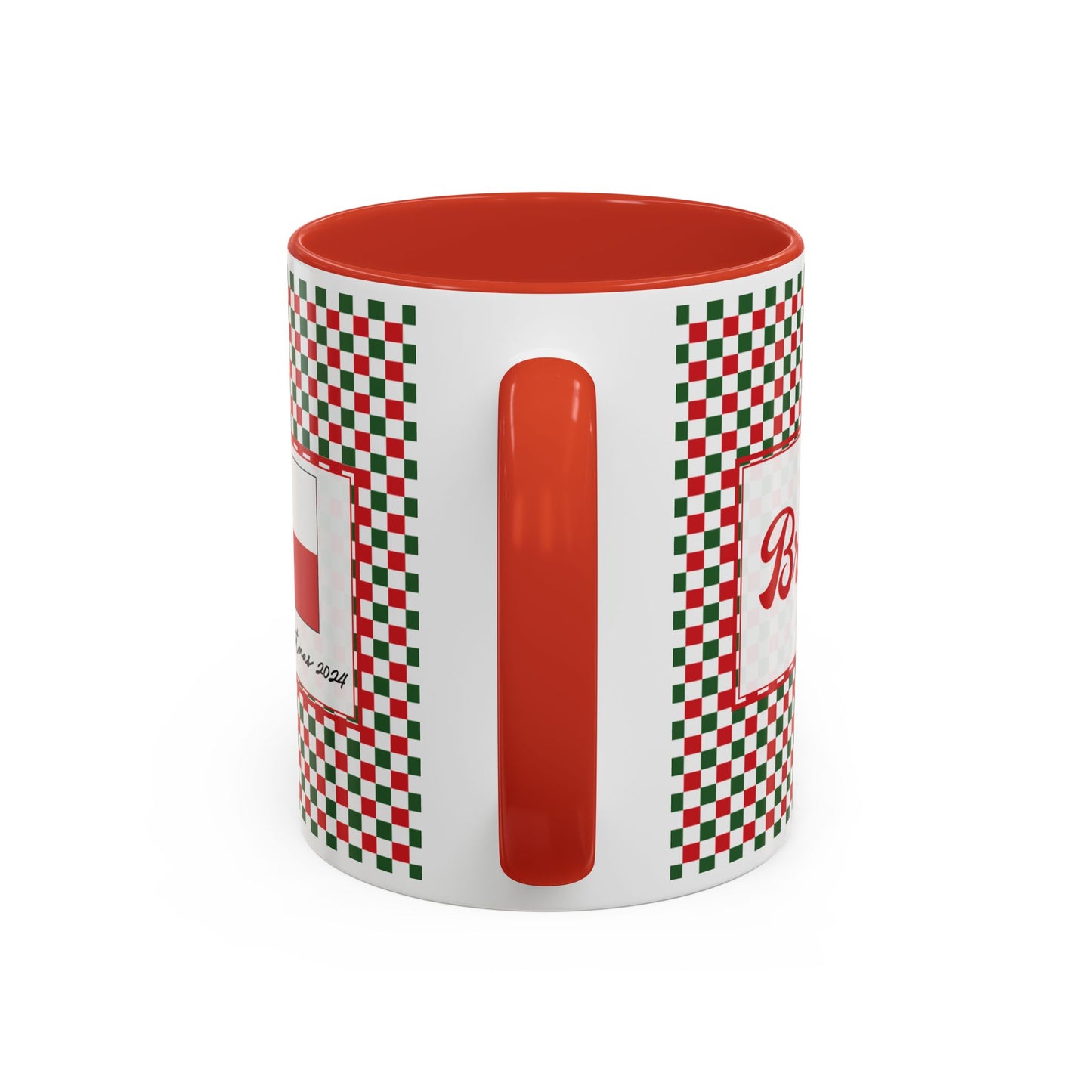 Bright- Christmas Checkered Personalizable Christmas Ceramic Mug (11oz, 15 oz)