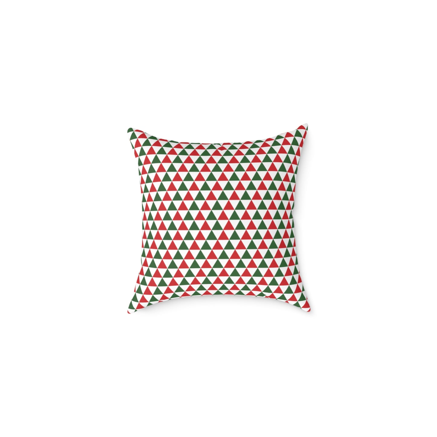Red & Green Triangle Party Christmas Decorative Pillow | Double‑Sided Poly Canvas Cushion, 5 Sizes, Vibrant Holiday Décor