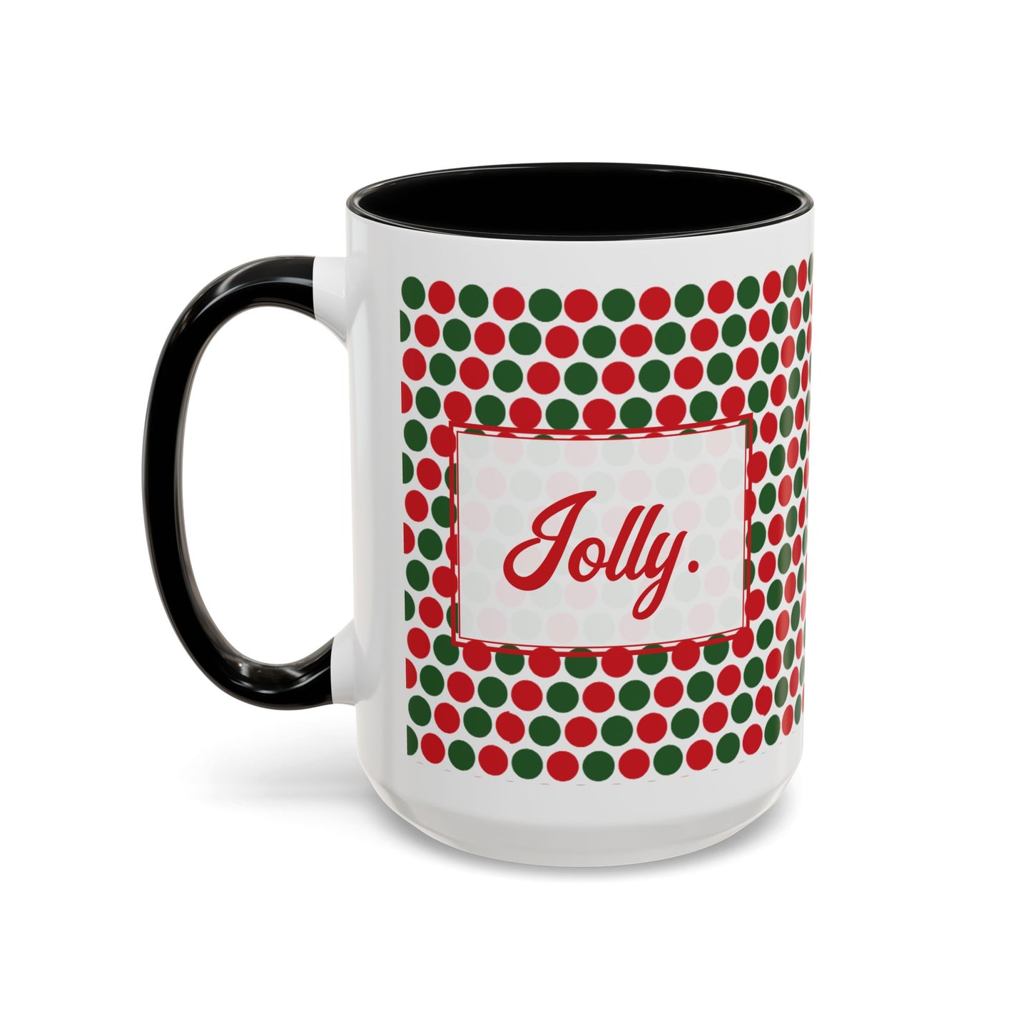 Jolly- Christmas Polka Dot Party Personalizable Christmas Ceramic Mug (11oz, 15 oz)