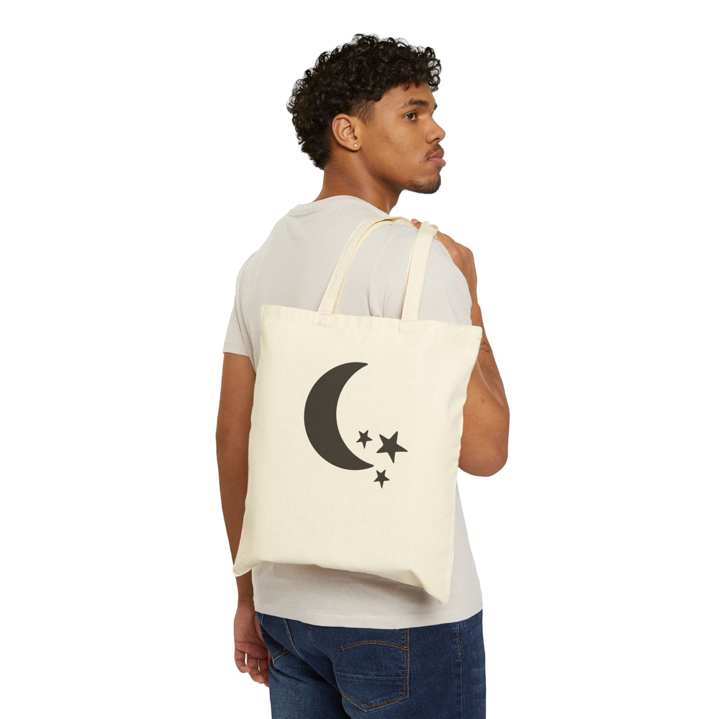 Moon & Stars Texas State Cut-Out Valentines Personalize Custom Name Cotton Canvas Tote Bag