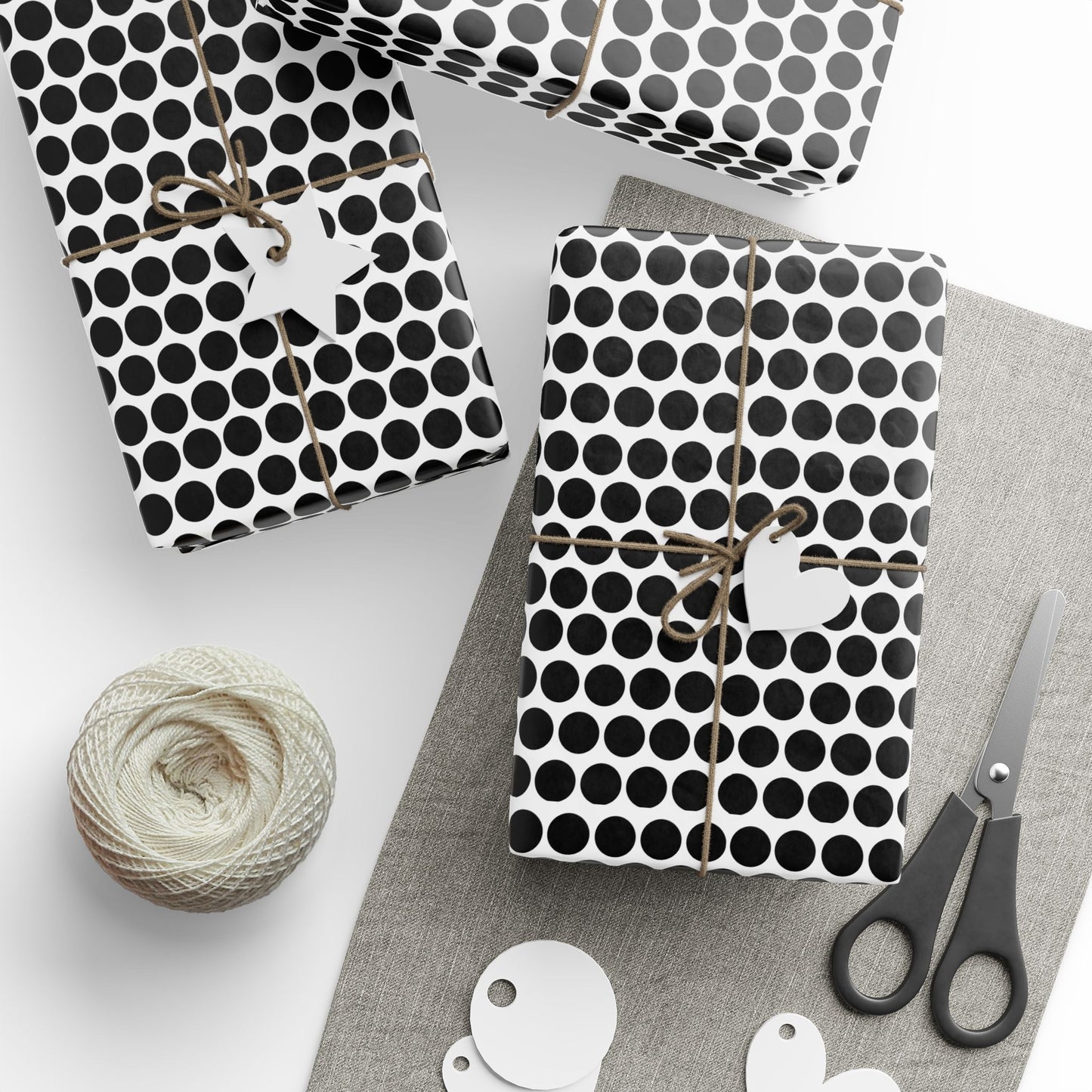 Black Polka Dot Wrapping Paper | Luxury Matte or Glossy Gift Wrap, 90gsm Fine Art Paper, 3 Sizes