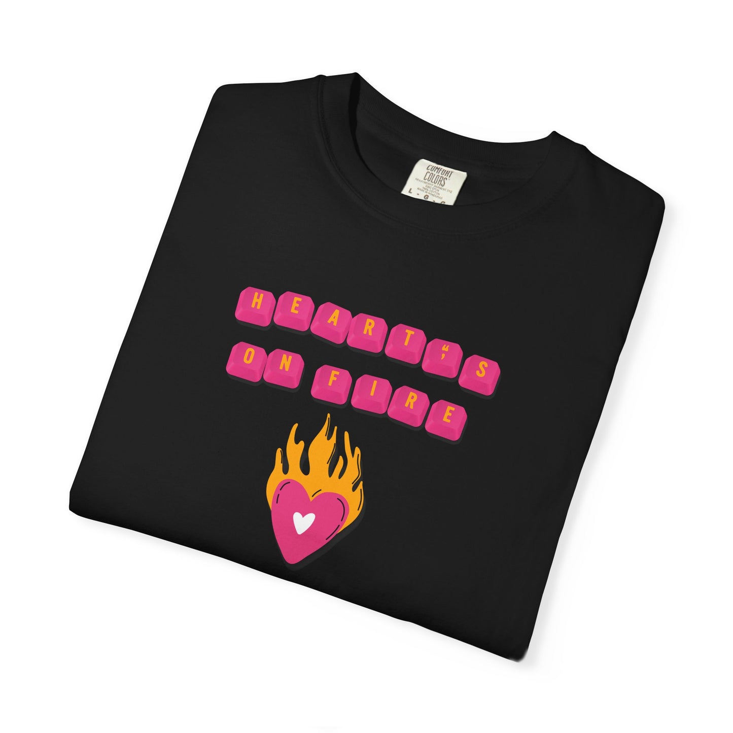 HEART'S ON FIRE Key Caps Flaming Heart Unisex Garment-Dyed T-shirt