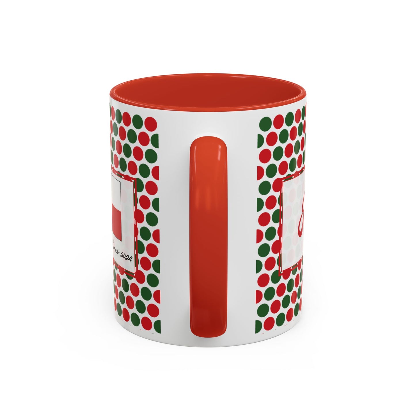 Joy- Christmas Polka Dot Party Personalizable Christmas Ceramic Mug (11oz, 15 oz)