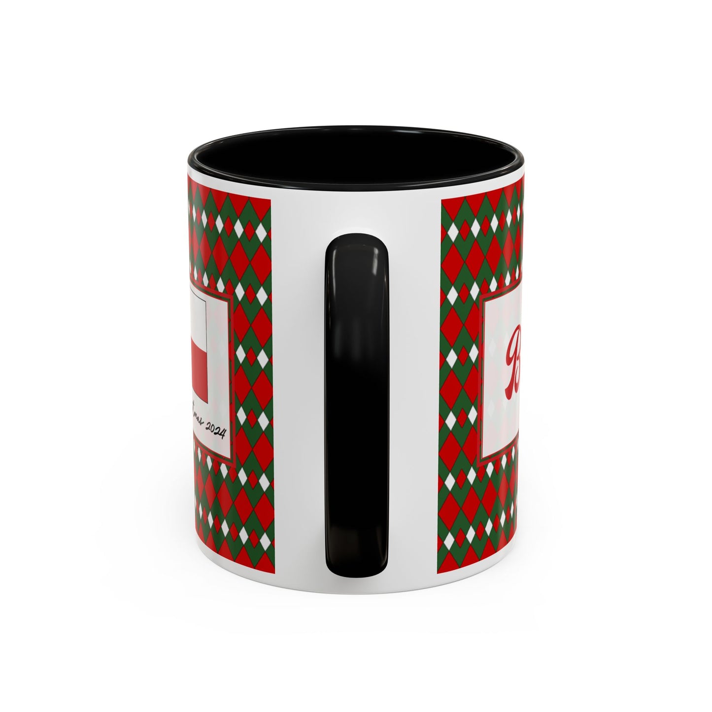 Blitz- Christmas Fancy Argyle Personalizable Christmas Ceramic Mug (11oz, 15 oz)