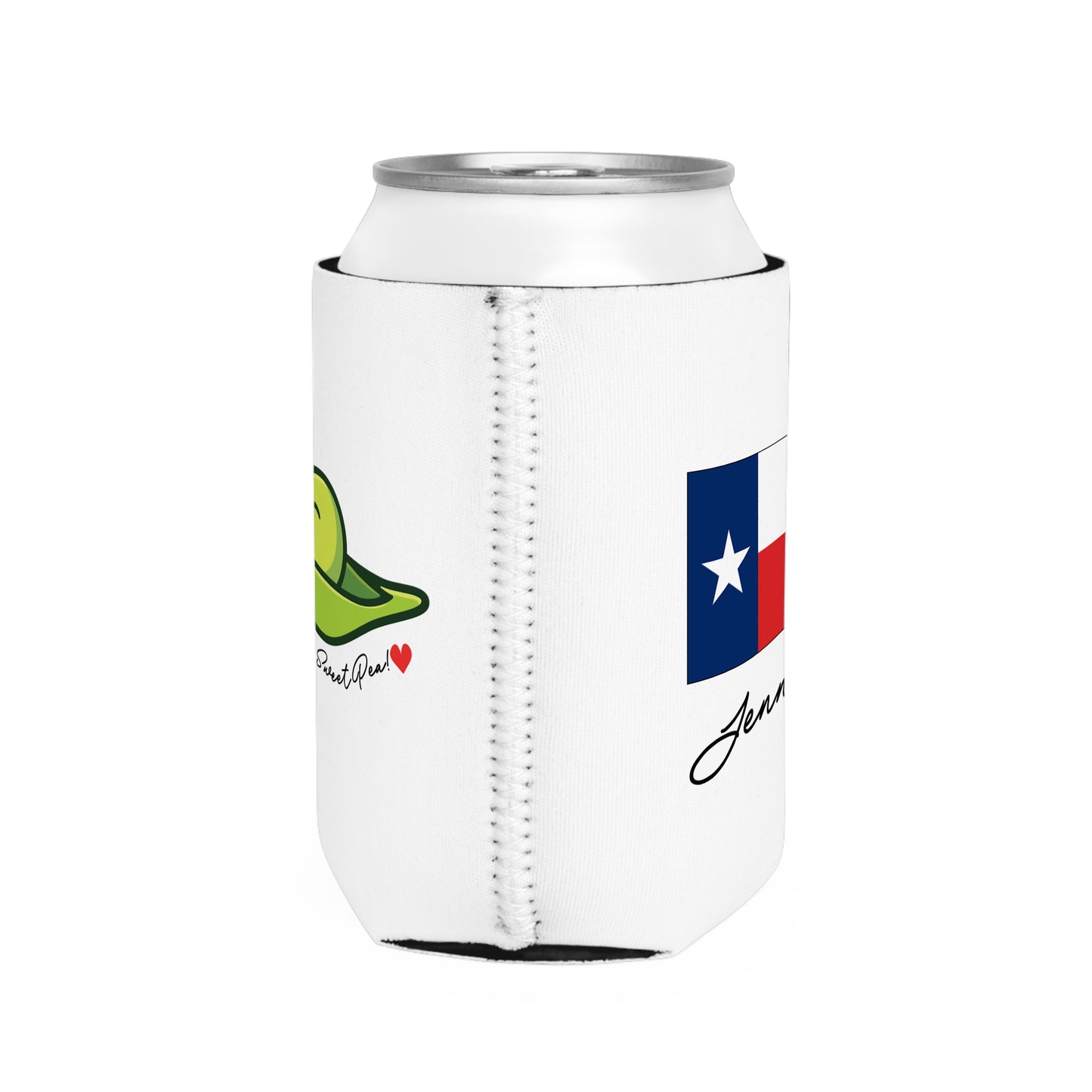 Sweet Pea Valentines Texas Flag Personalize Custom Name Can Cooler Sleeve