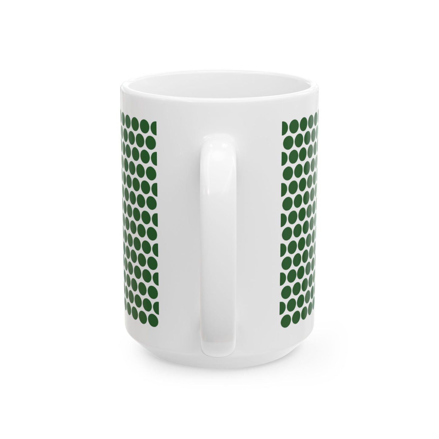 Green Polka Dot Ceramic Mug, (11oz, 15oz)