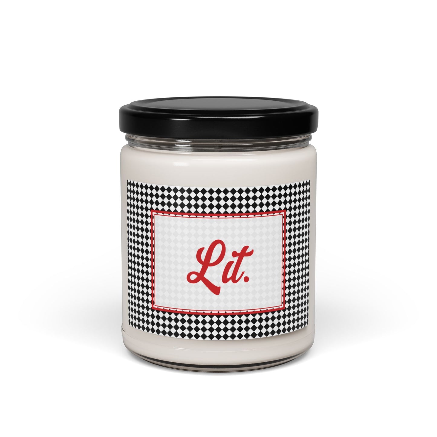 Lit- Black Argyle Scented Soy Candle, 9oz