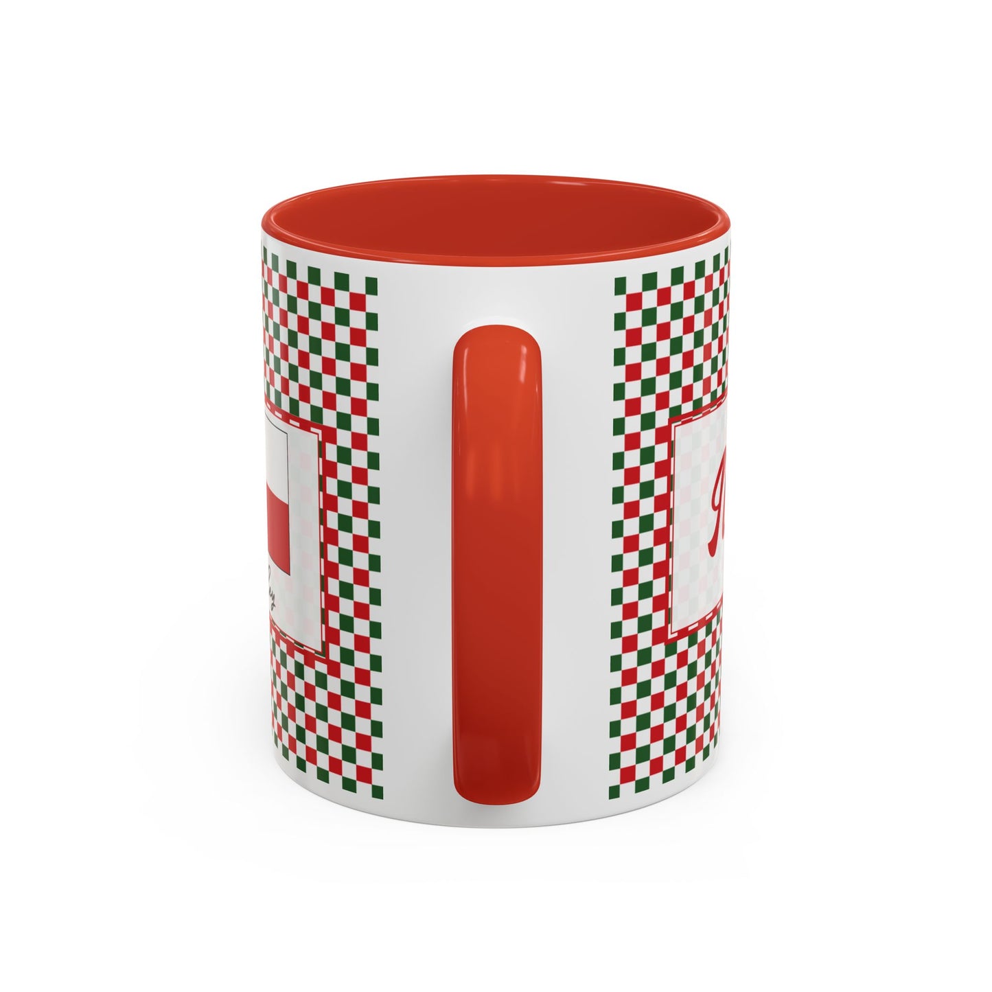 Nog- Christmas Checkered Personalizable Christmas Ceramic Mug (11oz, 15 oz)