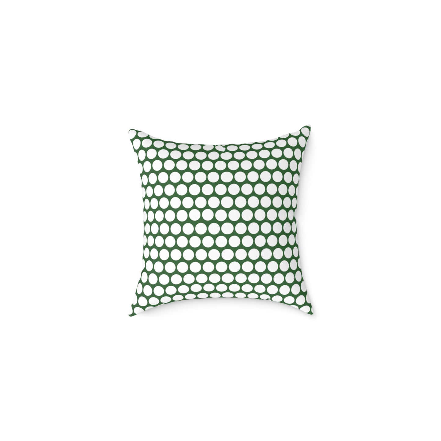 White Polka Dot on Green Christmas Decorative Pillow | Double‑Sided Poly Canvas Cushion, Vibrant Holiday Décor, 5 Sizes