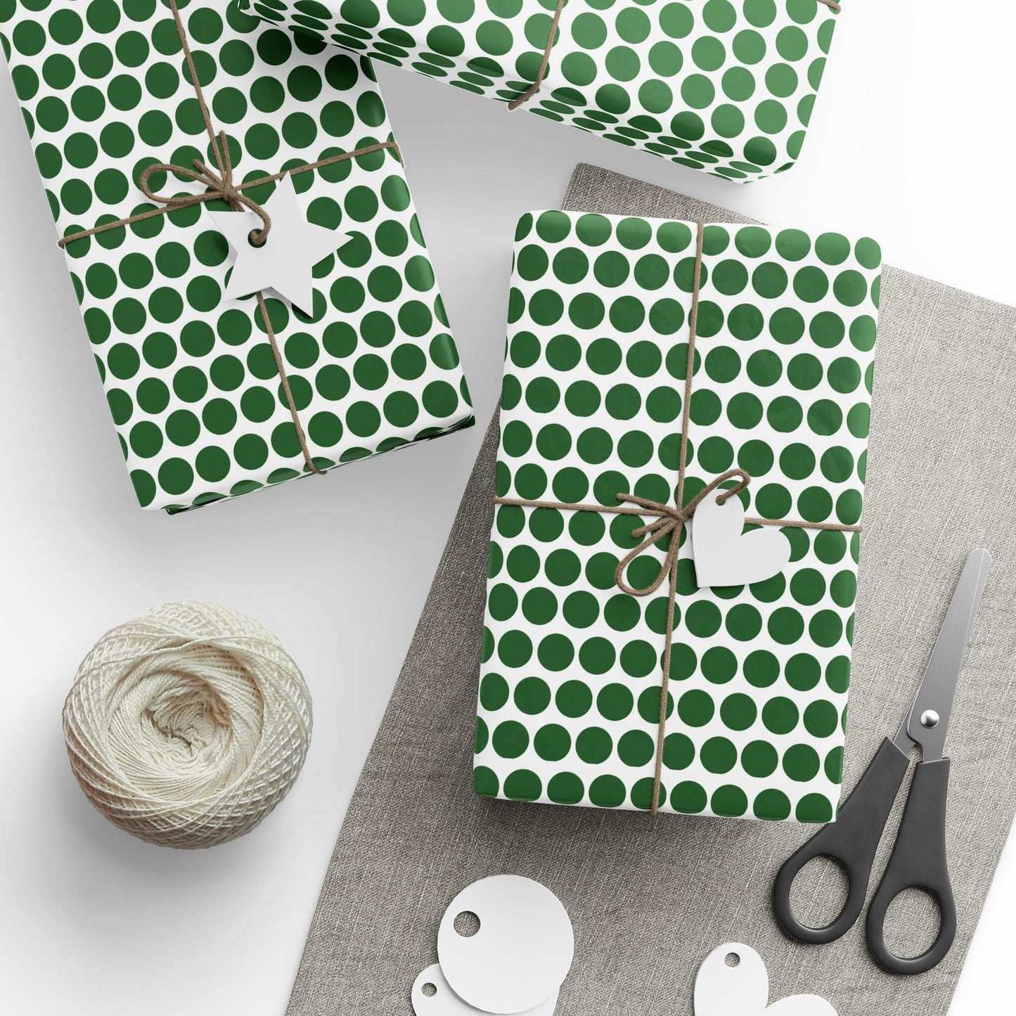 Green Polka Dot Wrapping Paper | Luxury Matte or Glossy Gift Wrap, 90gsm Fine Art Paper, 3 Sizes