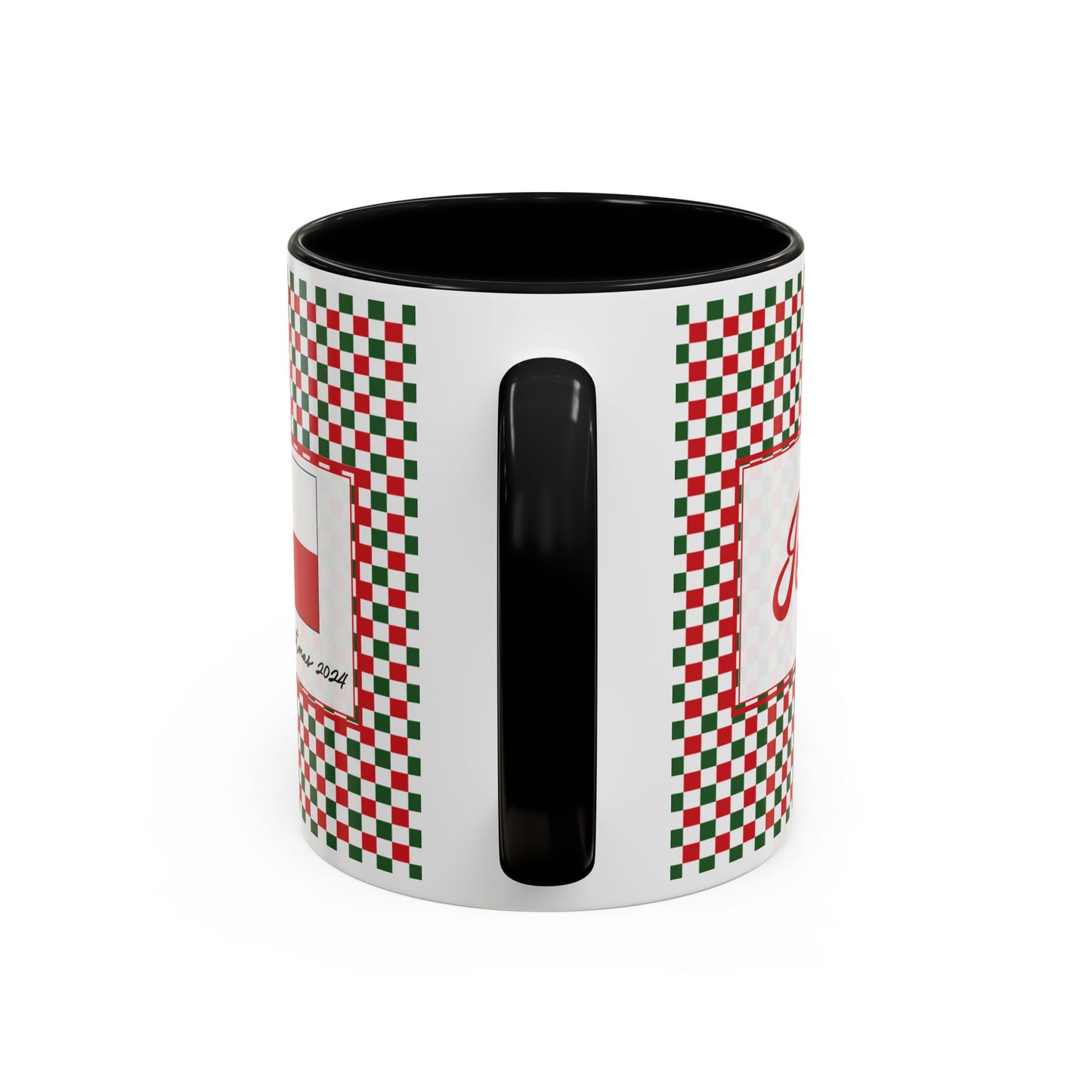 Jolly- Christmas Checkered Personalizable Christmas Ceramic Mug (11oz, 15 oz)