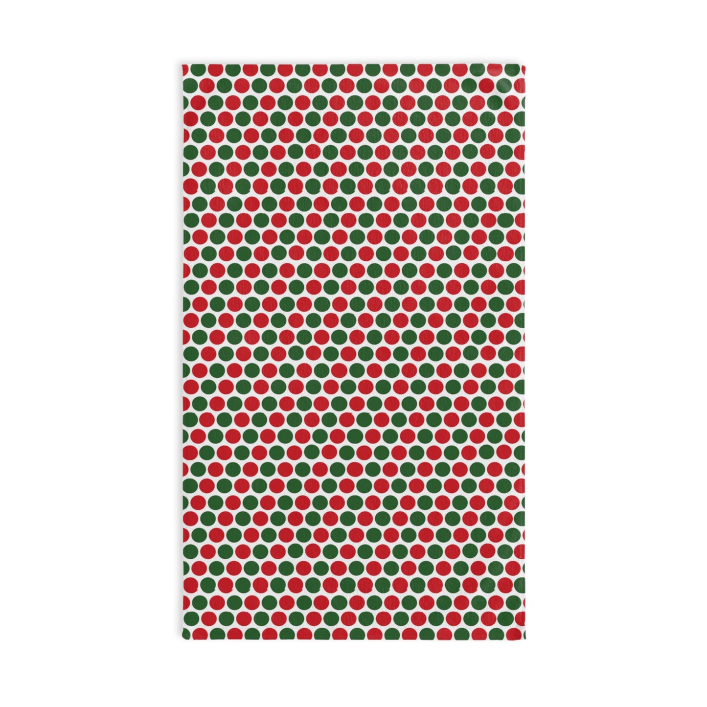 Red & Green Polka Dot Party Christmas Hand Towel | Soft Cotton Back, Printed Polyester Front, Festive Kitchen/Bath Décor