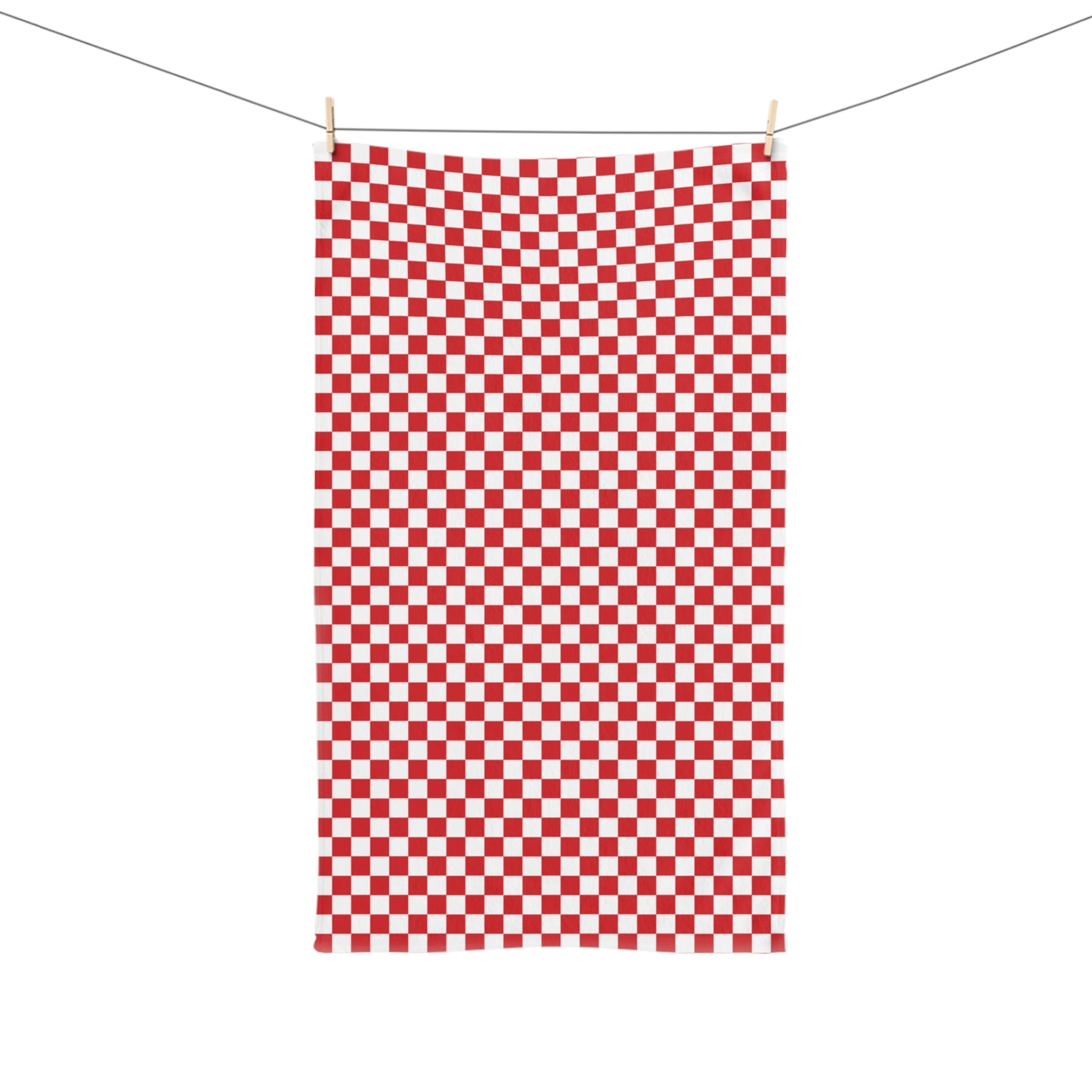 Red & White Check Holiday Hand Towel | Soft Cotton Back, Polyester Front, Festive Home Décor