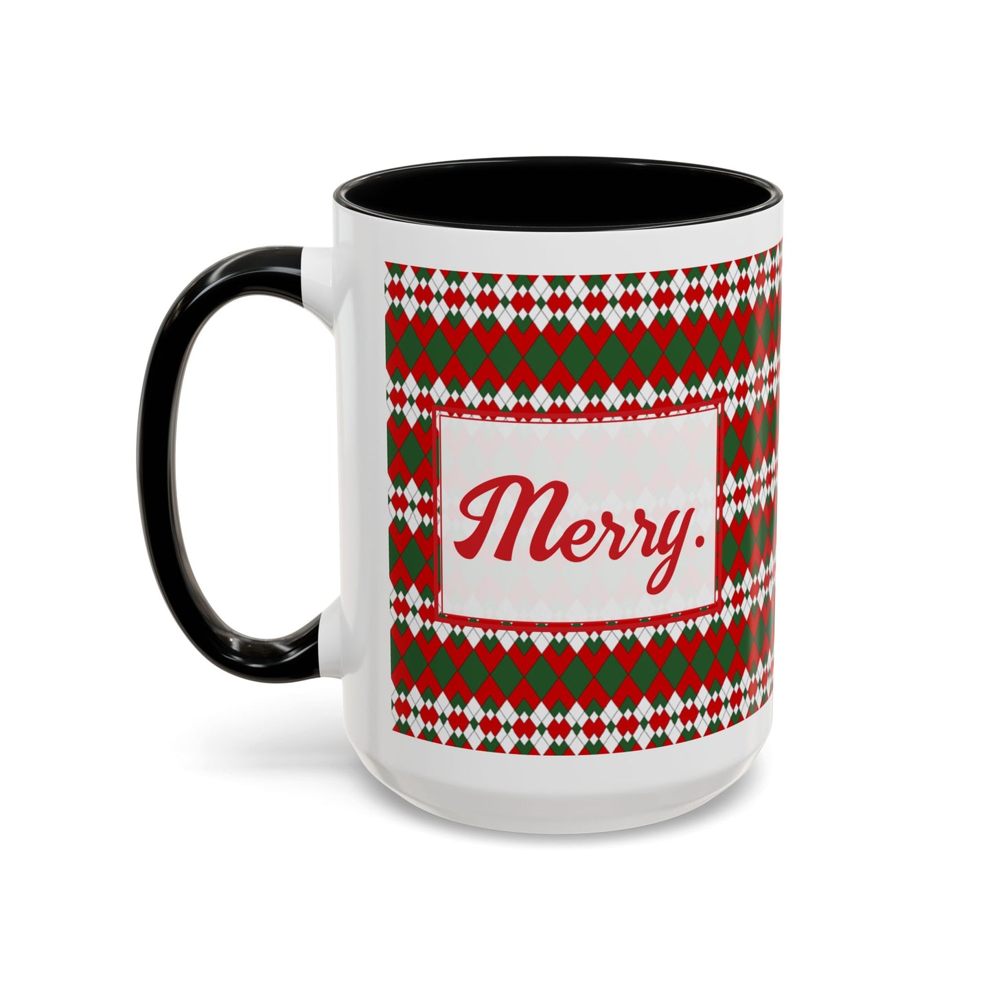 Merry- Christmas Extra Argyle Personalizable Christmas Ceramic Mug (11oz, 15 oz)