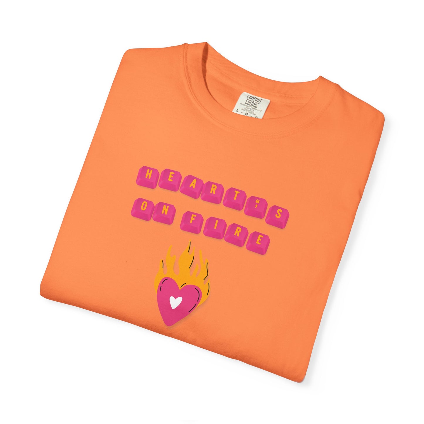 HEART'S ON FIRE Key Caps Flaming Heart Unisex Garment-Dyed T-shirt