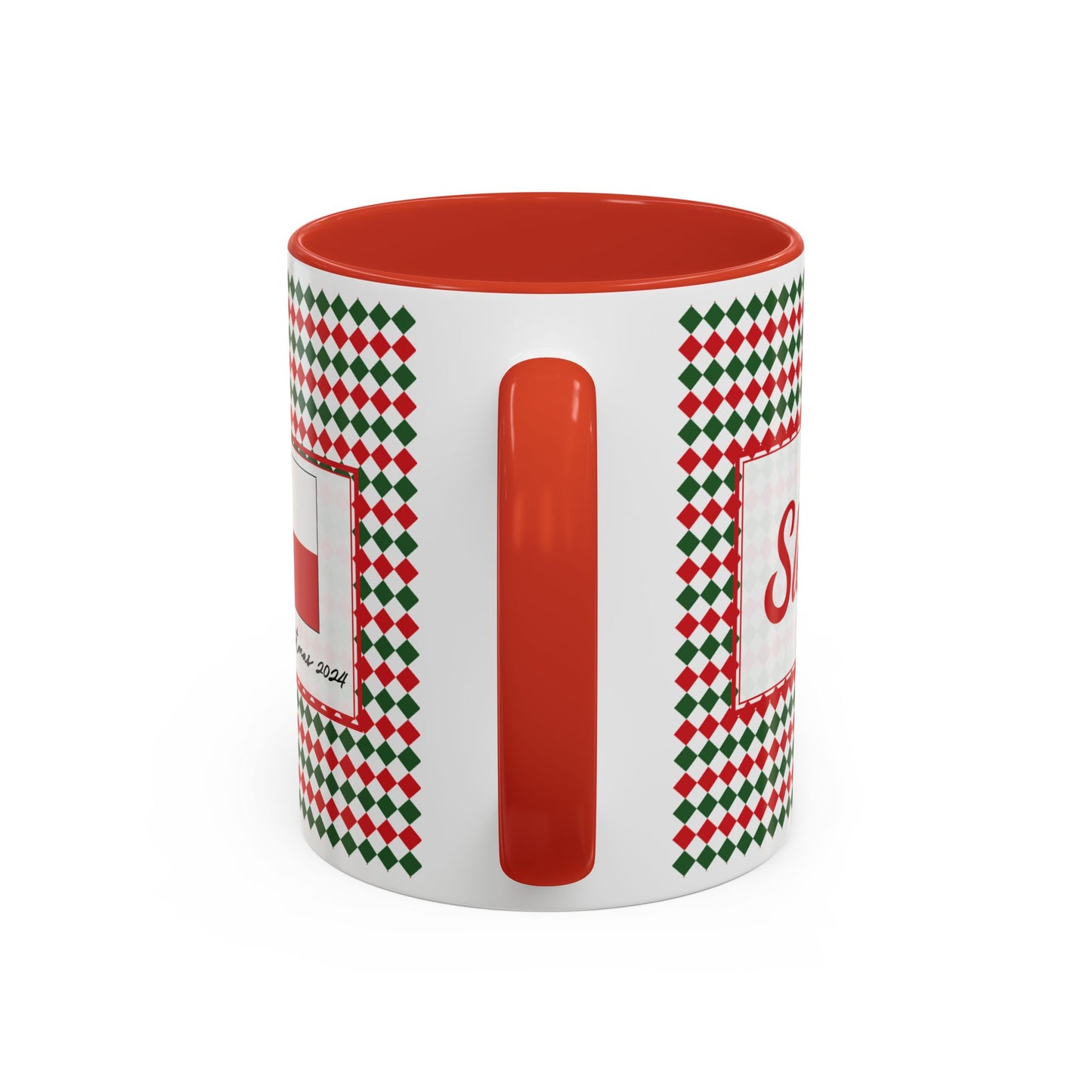 Sleigh- Christmas Argyle Personalizable Christmas Ceramic Mug (11oz, 15 oz)