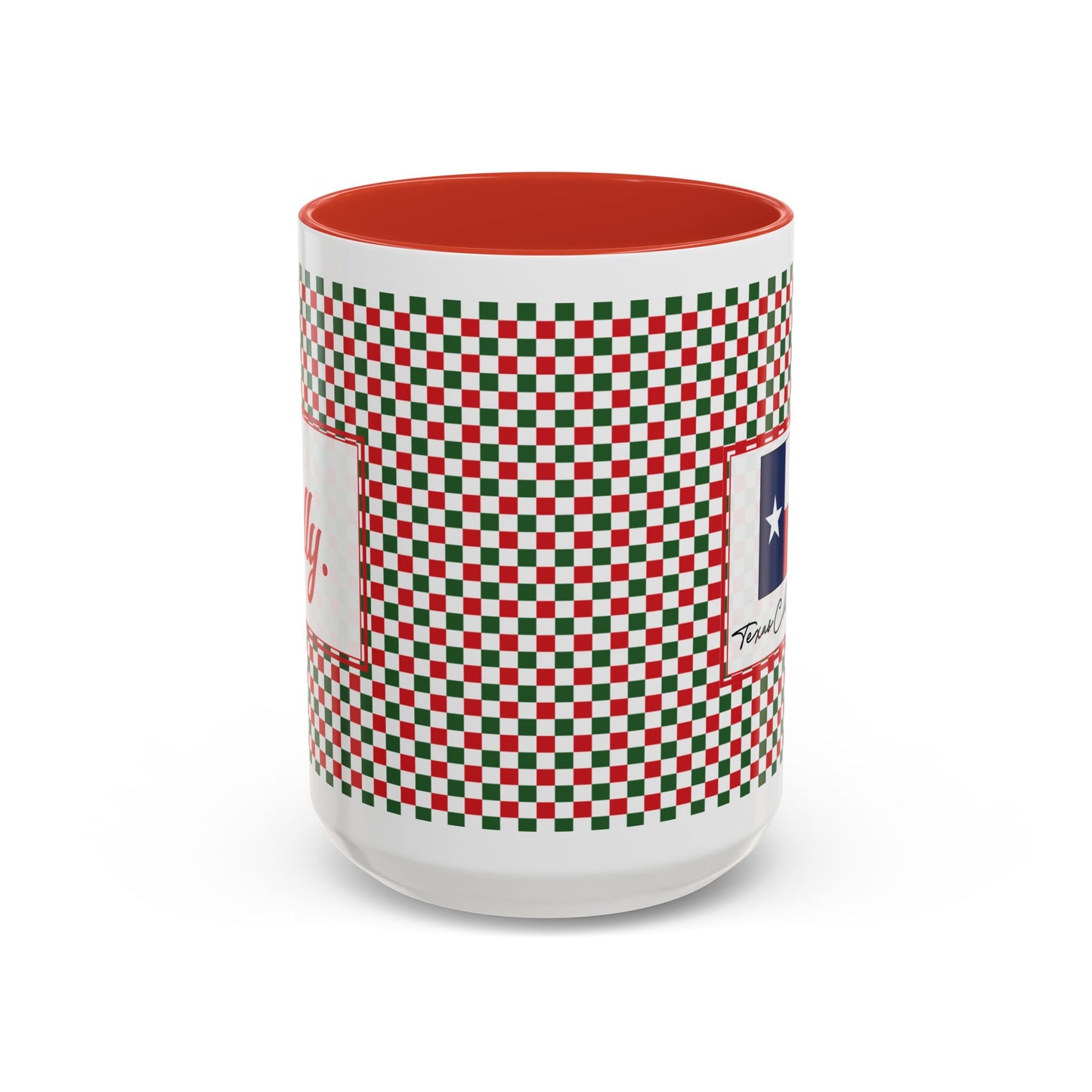 Jolly- Christmas Checkered Personalizable Christmas Ceramic Mug (11oz, 15 oz)