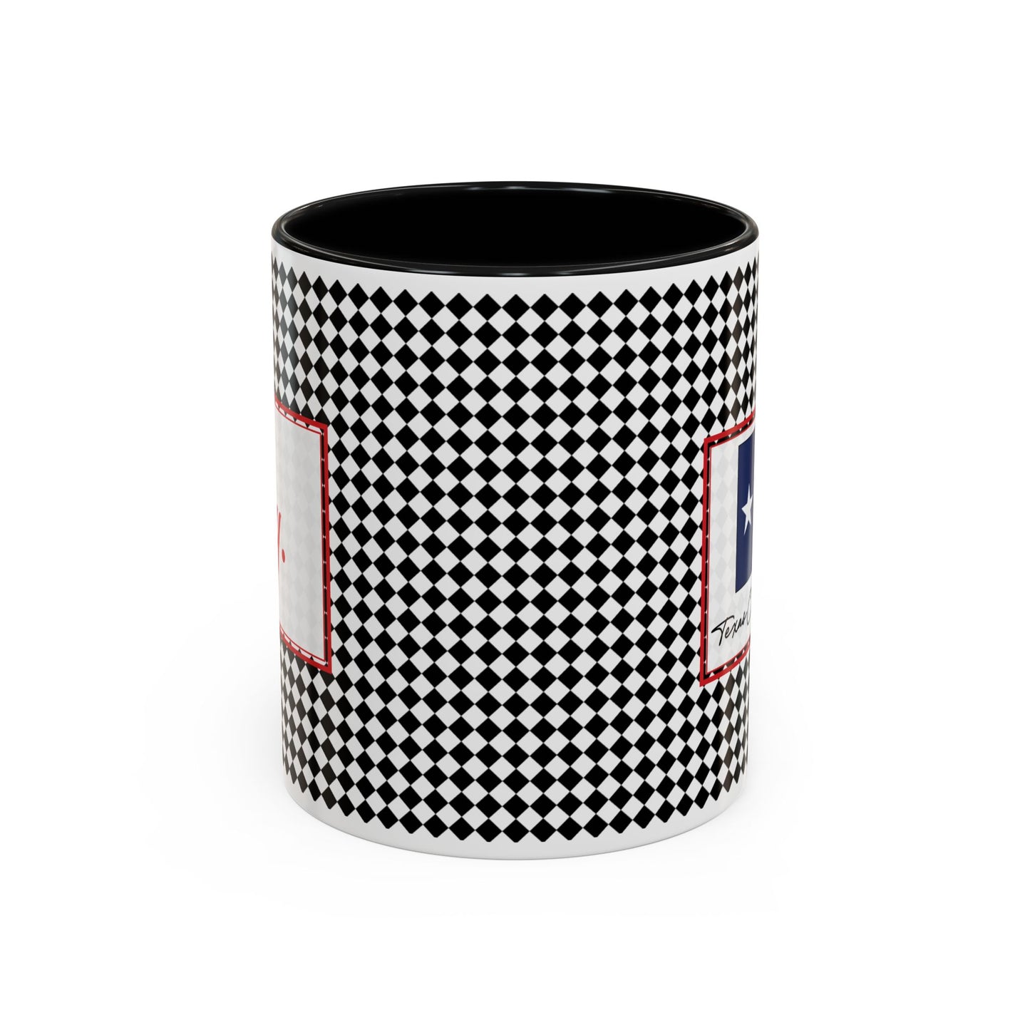 Joy- Black Argyle Personalizable Christmas Ceramic Mug (11oz, 15 oz)