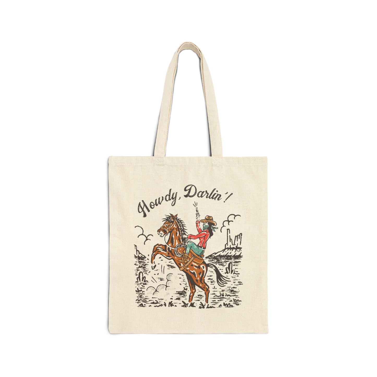 Howdy, Darlin'! Texas State Cut-Out Valentines Personalize Custom Name Cotton Canvas Tote Bag