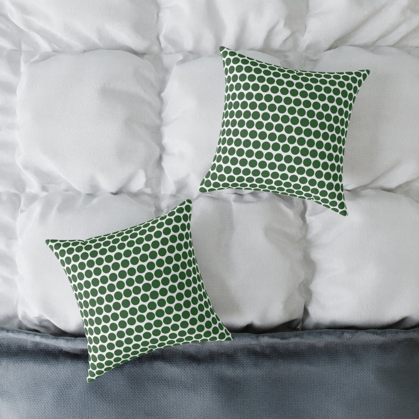 Green Polka Dot Christmas Decorative Pillow | Double‑Sided Poly Canvas Cushion, Vibrant Holiday Décor, 5 Sizes