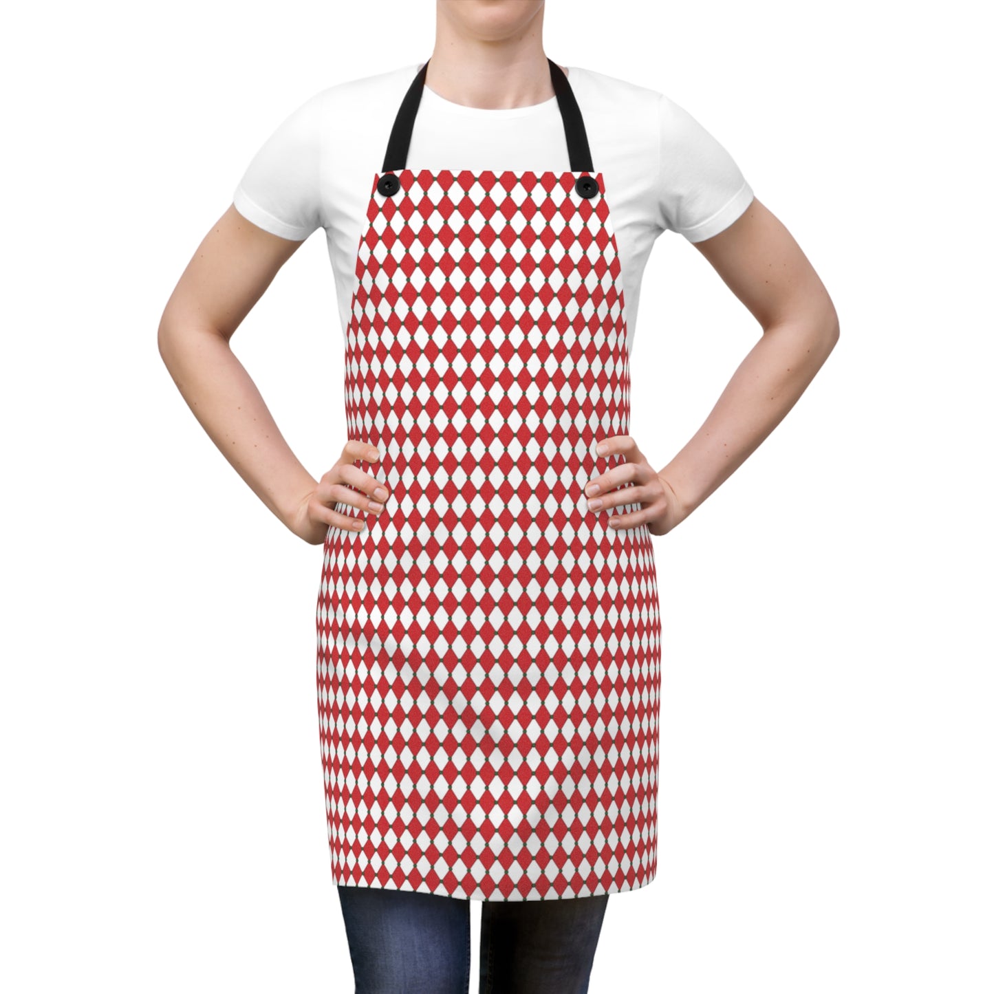 Nutcracker Drummer Red Argyle Holiday Apron | Lightweight 100% Polyester Twill