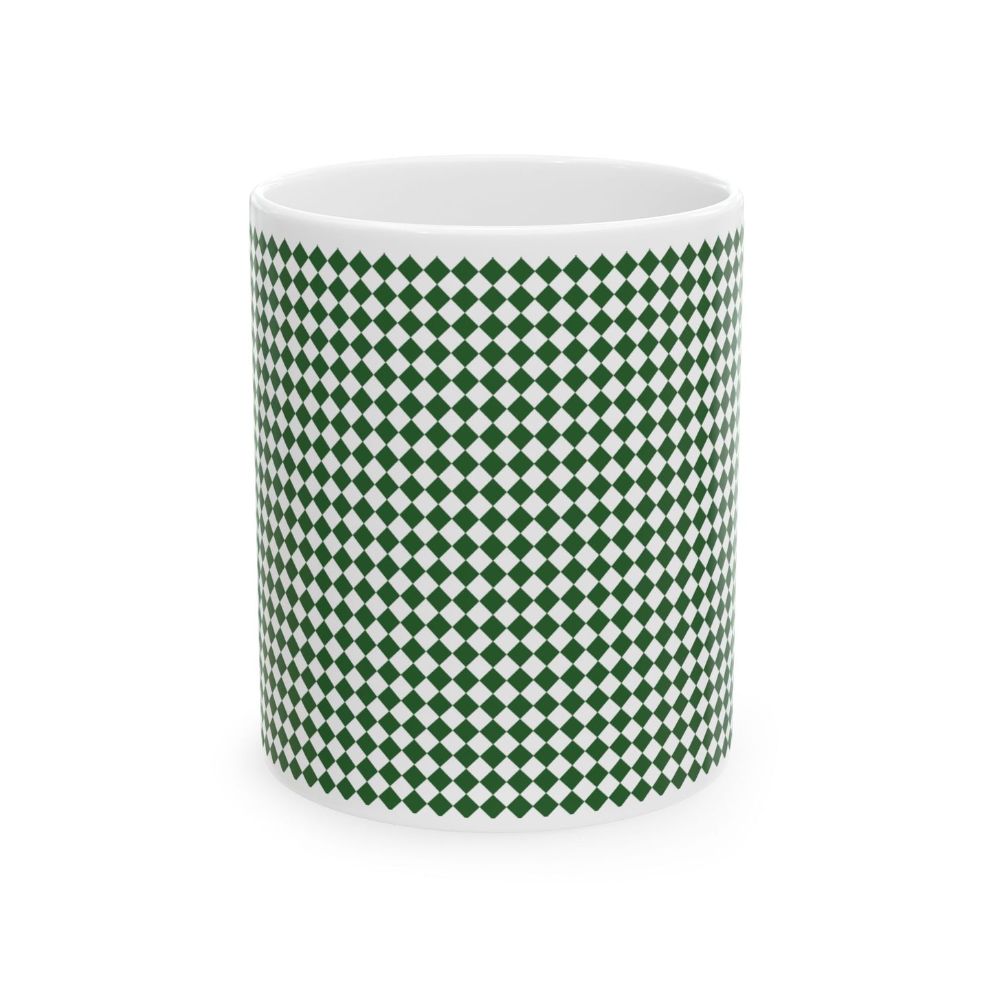 Green Argyle Ceramic Mug, (11oz, 15oz)