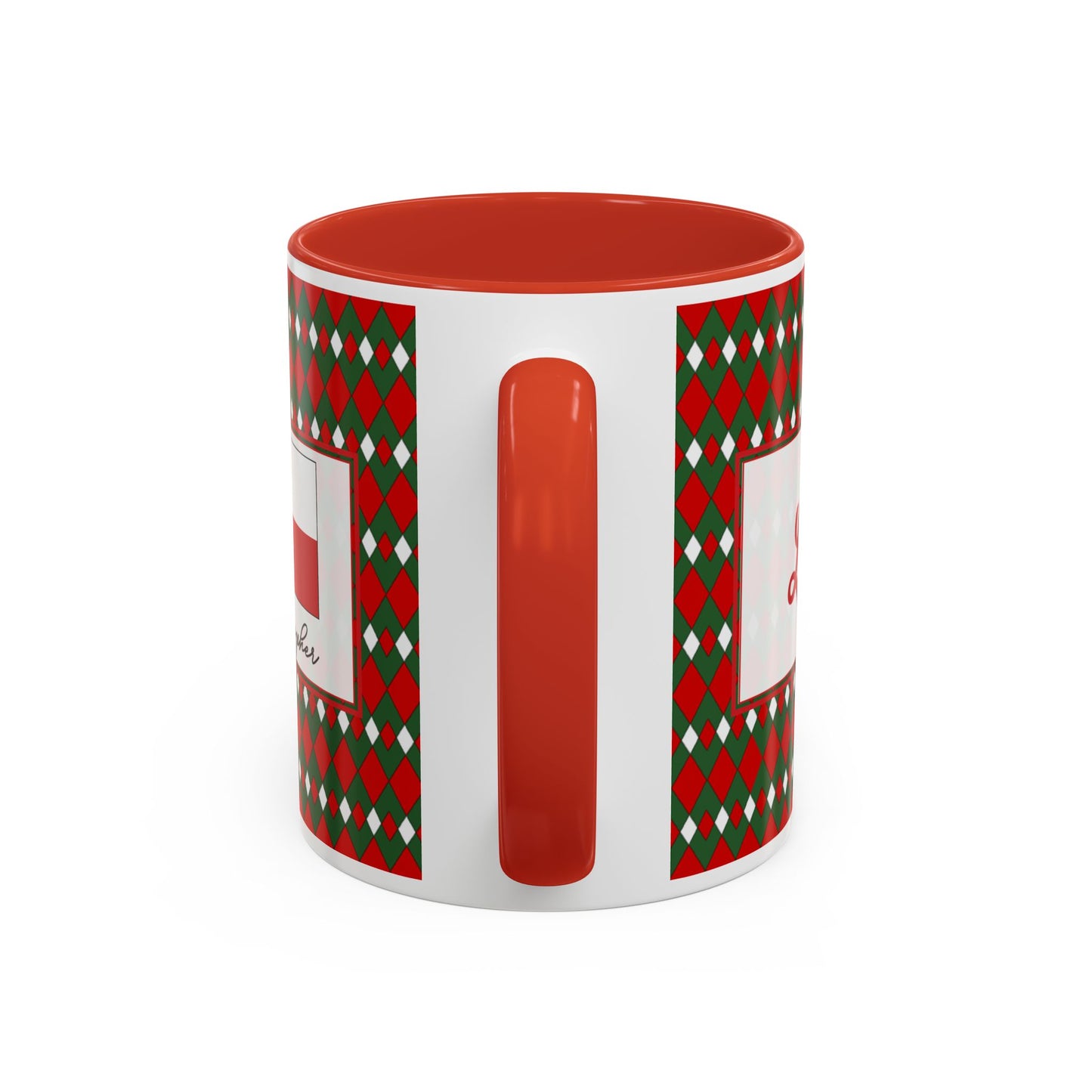 Lit- Christmas Fancy Argyle Personalizable Christmas Ceramic Mug (11oz, 15 oz)