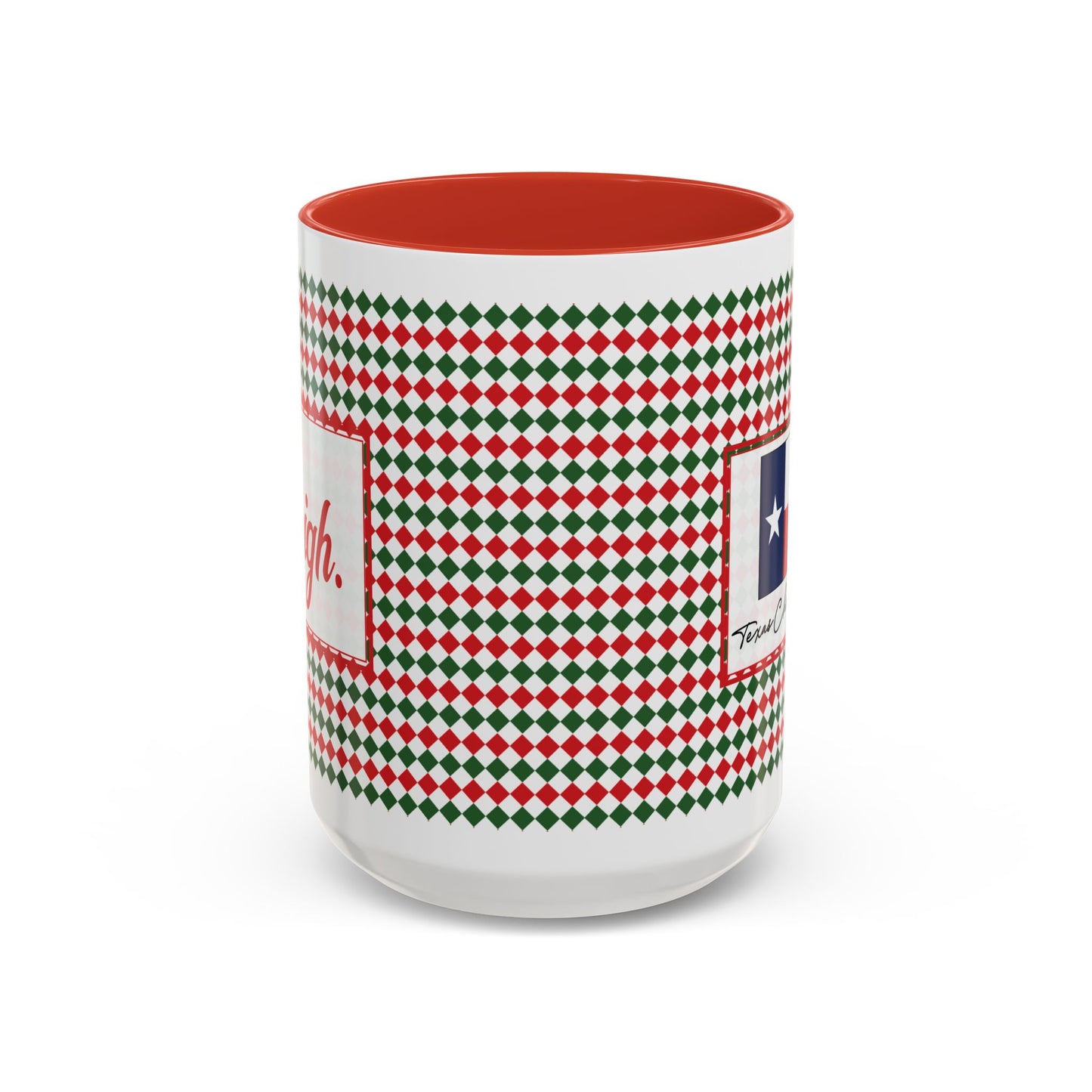 Sleigh- Christmas Argyle Personalizable Christmas Ceramic Mug (11oz, 15 oz)