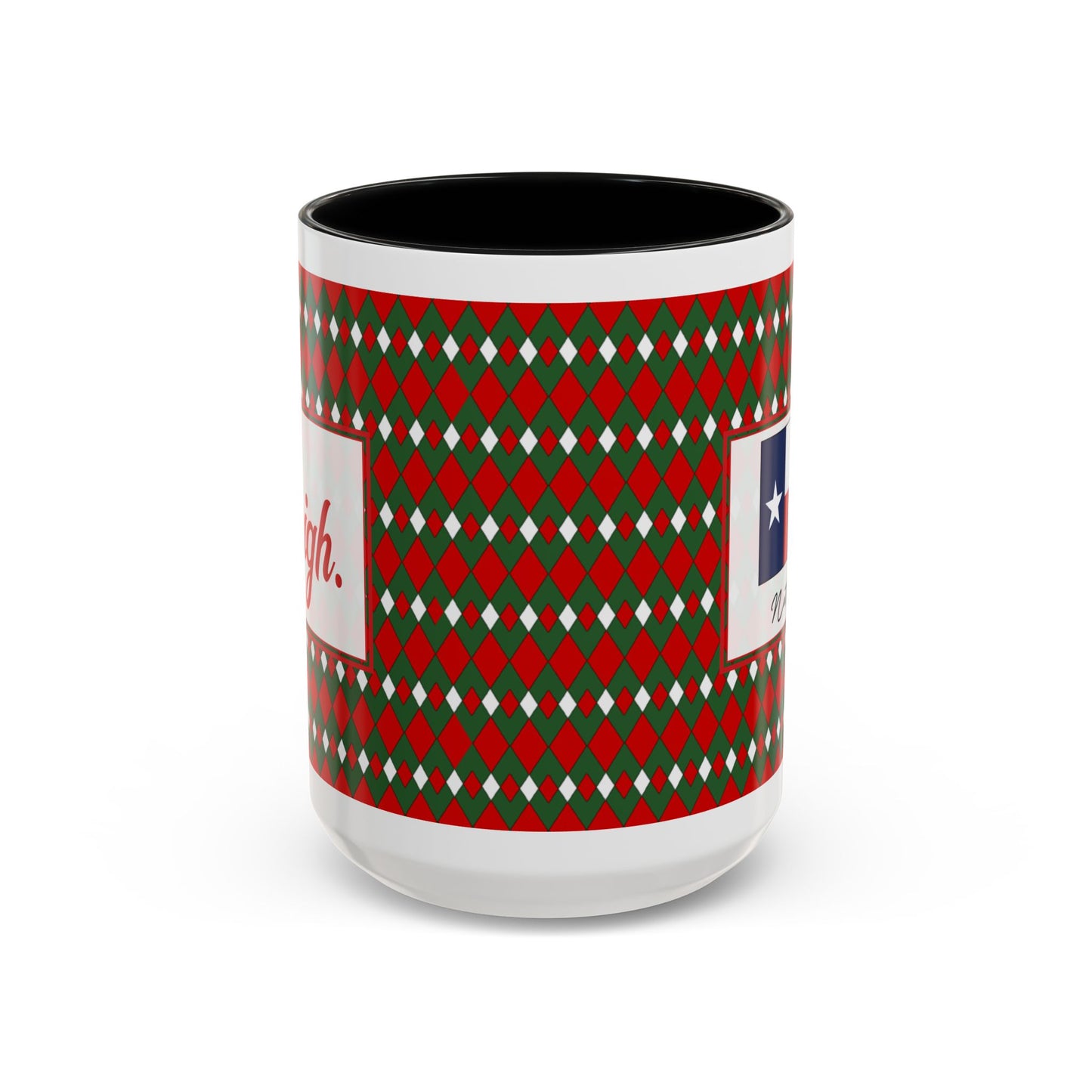 Sleigh- Christmas Fancy Argyle Personalizable Christmas Ceramic Mug (11oz, 15 oz)