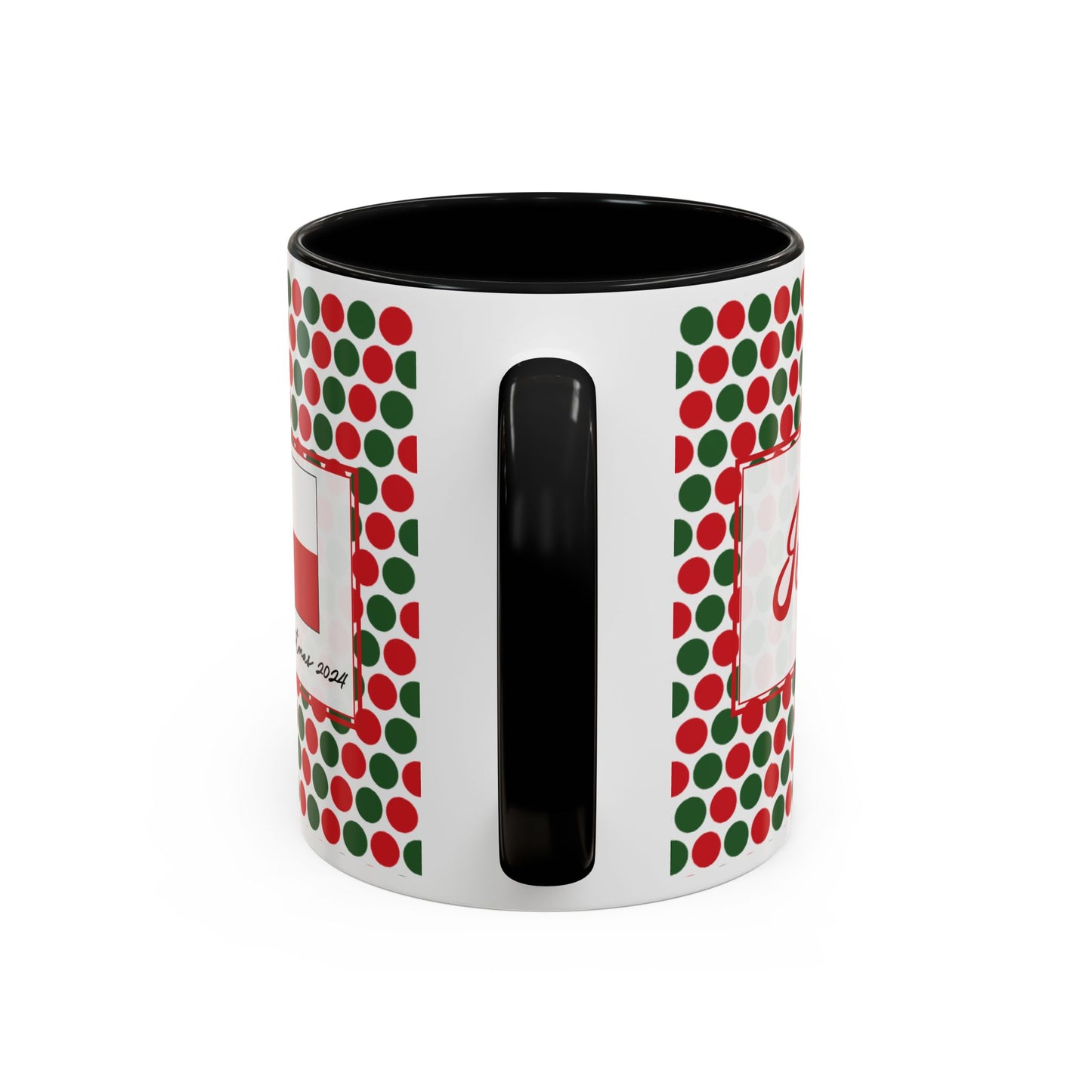 Jolly- Christmas Polka Dot Party Personalizable Christmas Ceramic Mug (11oz, 15 oz)