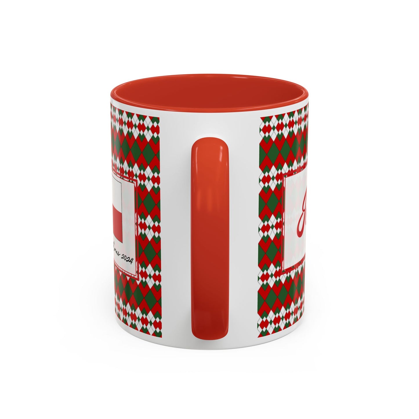 Jolly- Christmas Extra Argyle Personalizable Christmas Ceramic Mug (11oz, 15 oz)