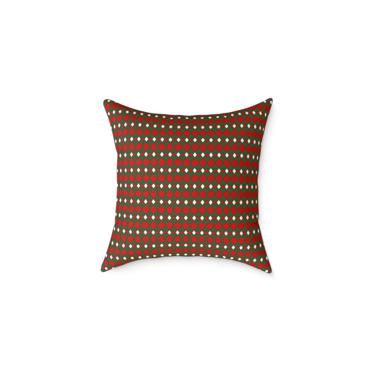 Fancy Argyle Christmas Decorative Pillow | Double‑Sided Poly Canvas Cushion, Vibrant Holiday Décor, 5 Sizes