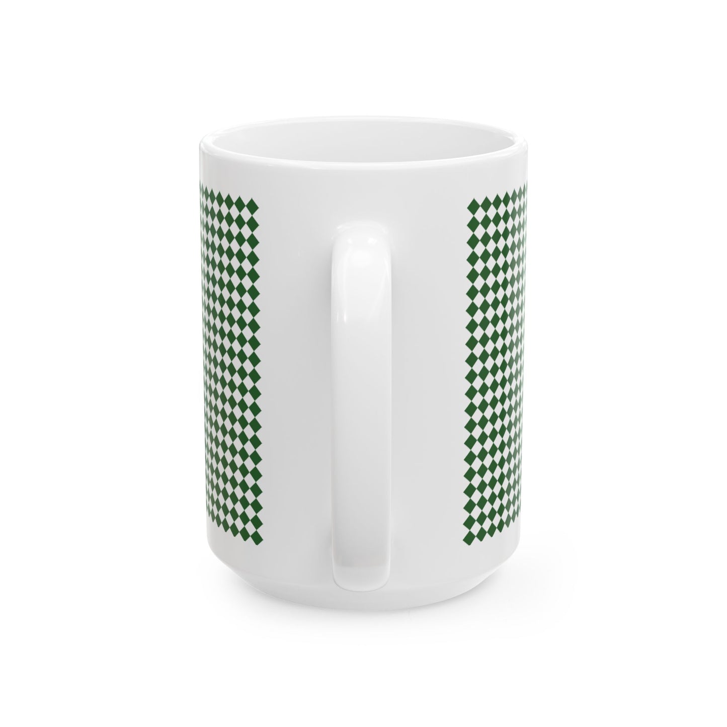 Green Argyle Ceramic Mug, (11oz, 15oz)