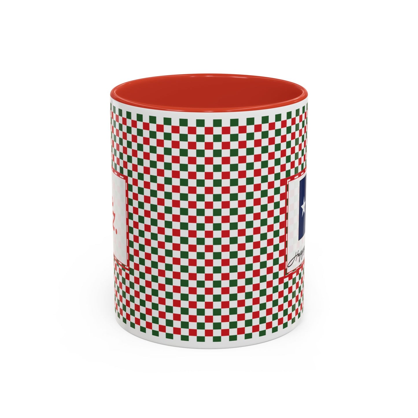 Blitz- Christmas Checkered Personalizable Christmas Ceramic Mug (11oz, 15 oz)