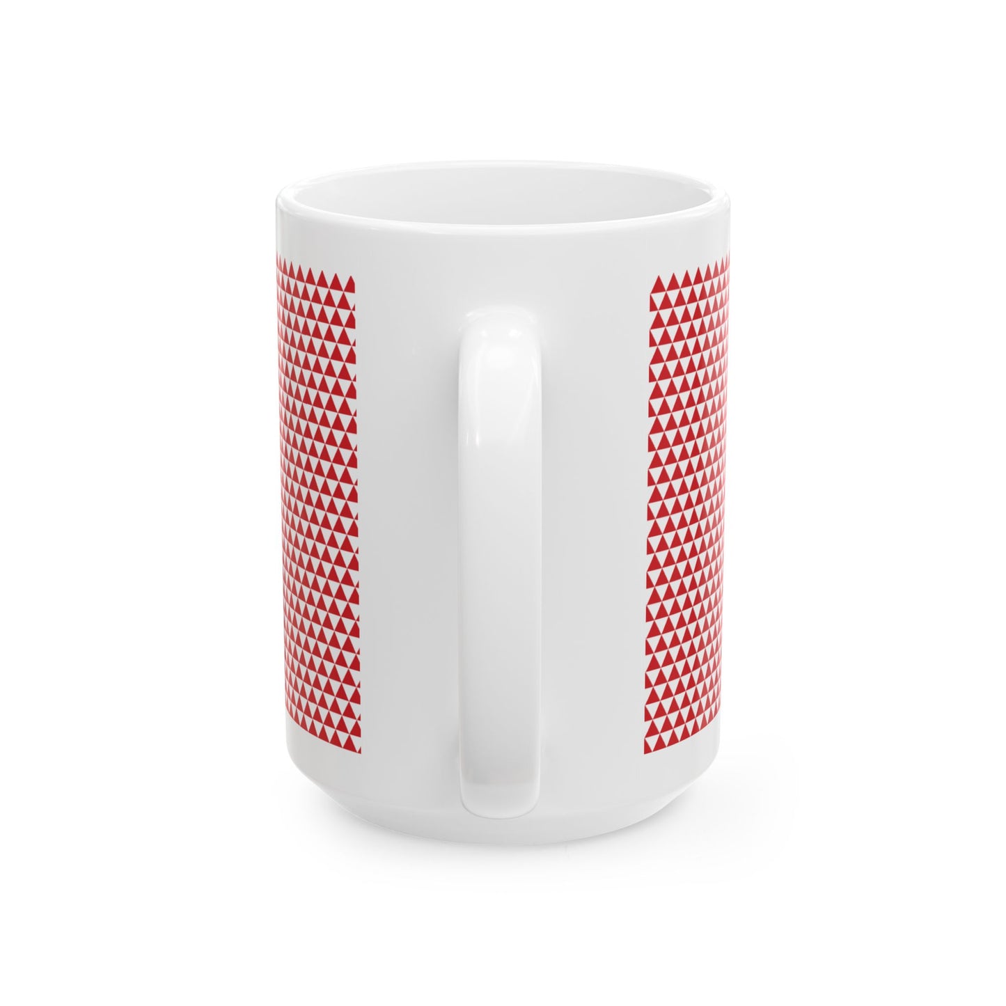 Red Triangles Ceramic Mug, (11oz, 15oz)