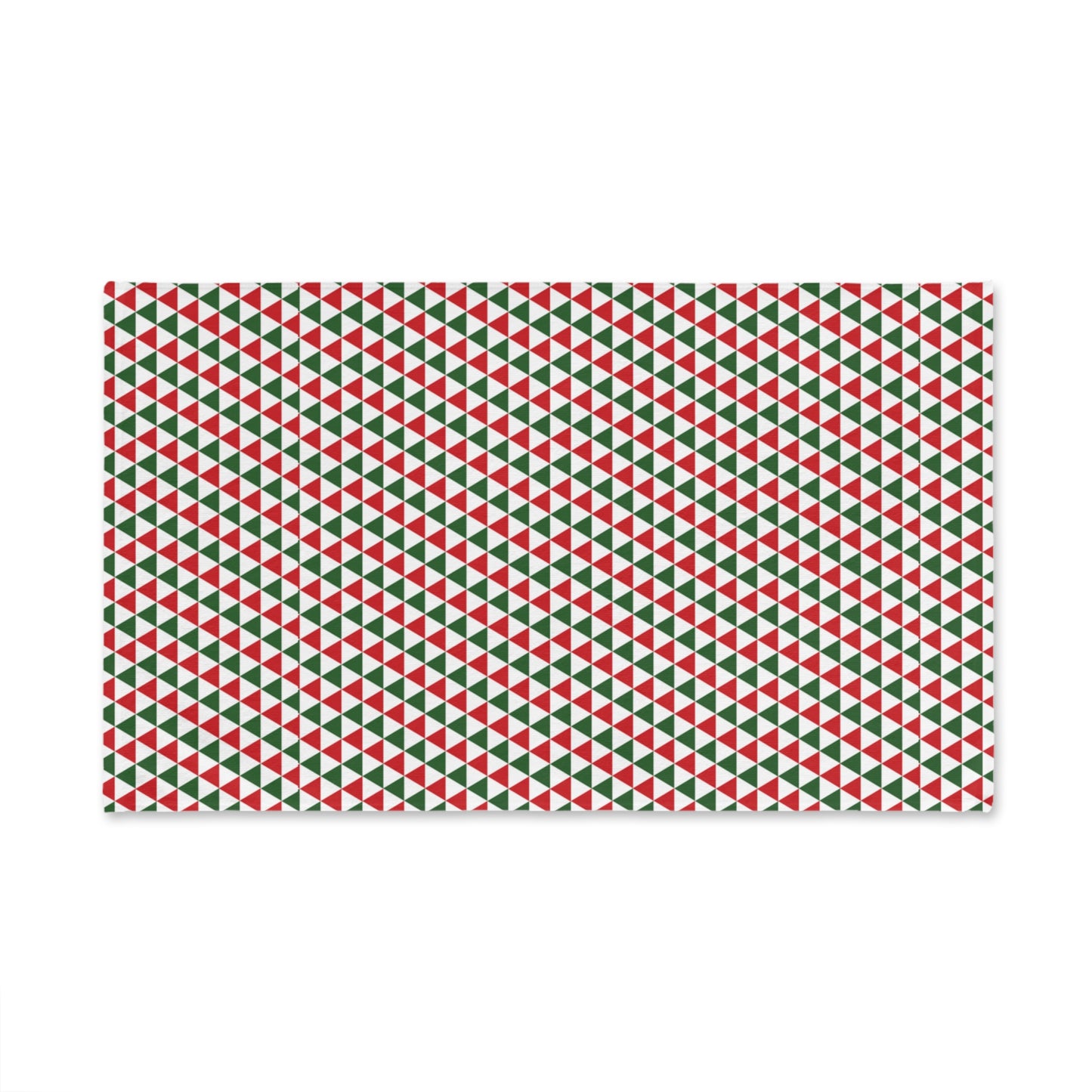 Red & Green Triangle Party Christmas Hand Towel | Soft Cotton Back, Printed Polyester Front, Festive Kitchen Bath Décor