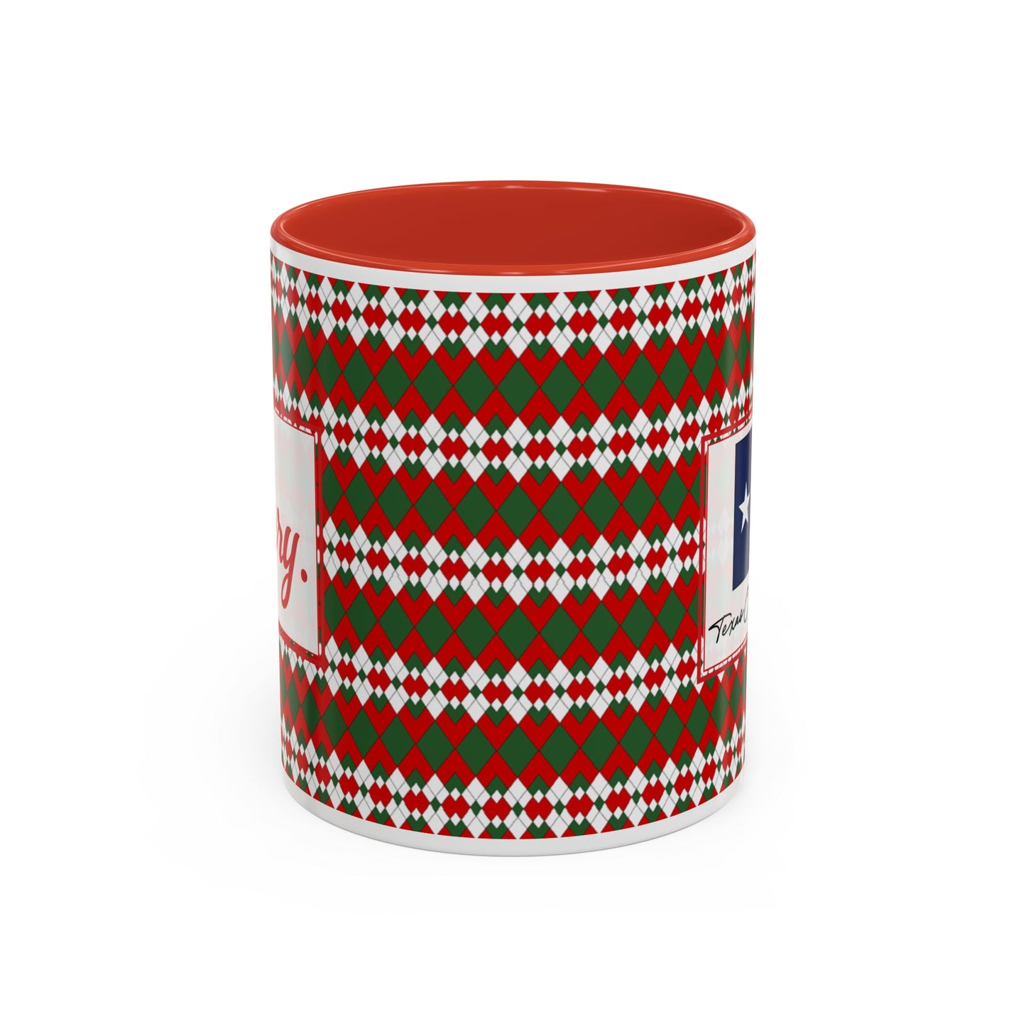 Merry- Christmas Extra Argyle Personalizable Christmas Ceramic Mug (11oz, 15 oz)