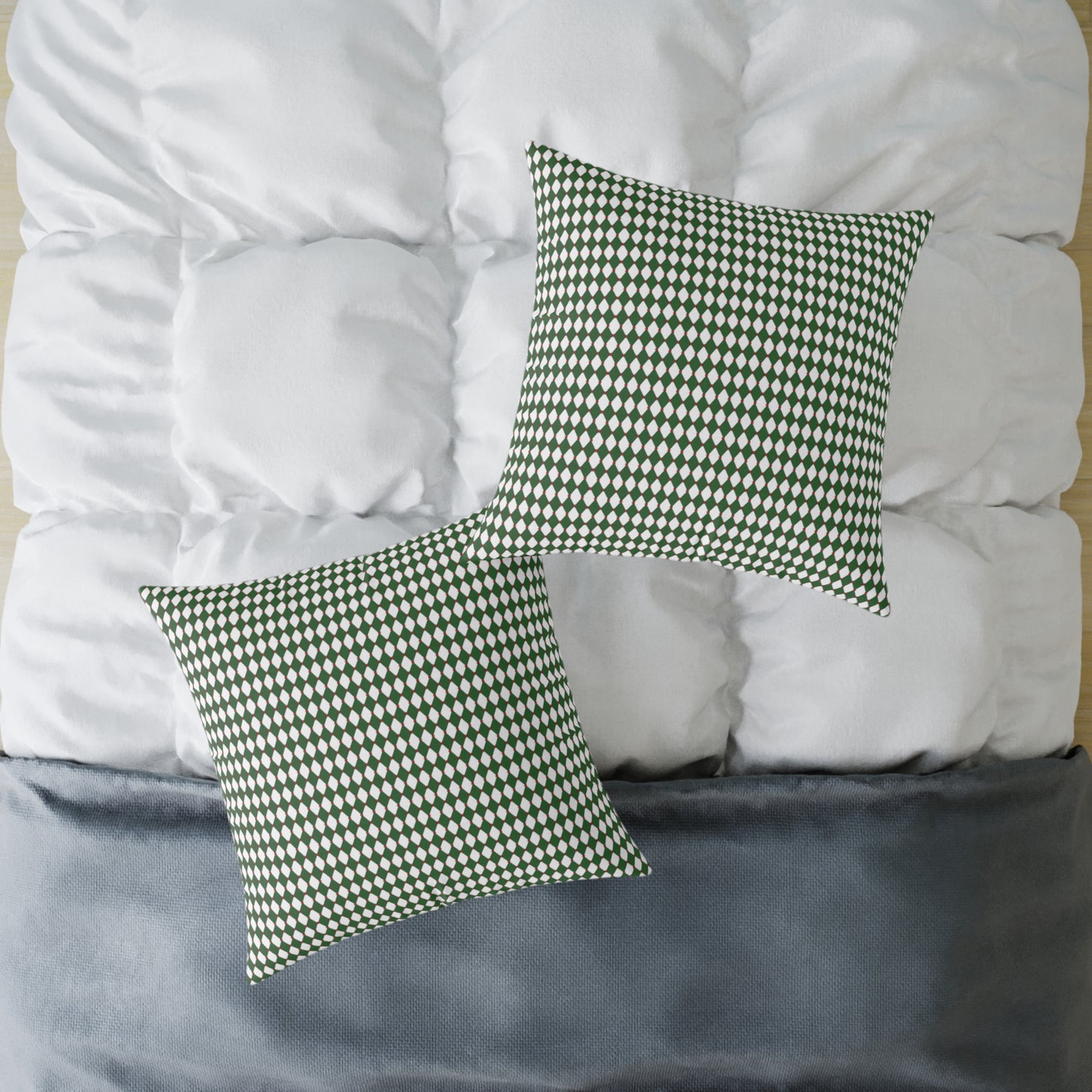 Nutcracker Drummer Green Argyle Christmas Decorative Pillow | Double‑Sided Poly Canvas Cushion, 5 Sizes, Vibrant Holiday Décor