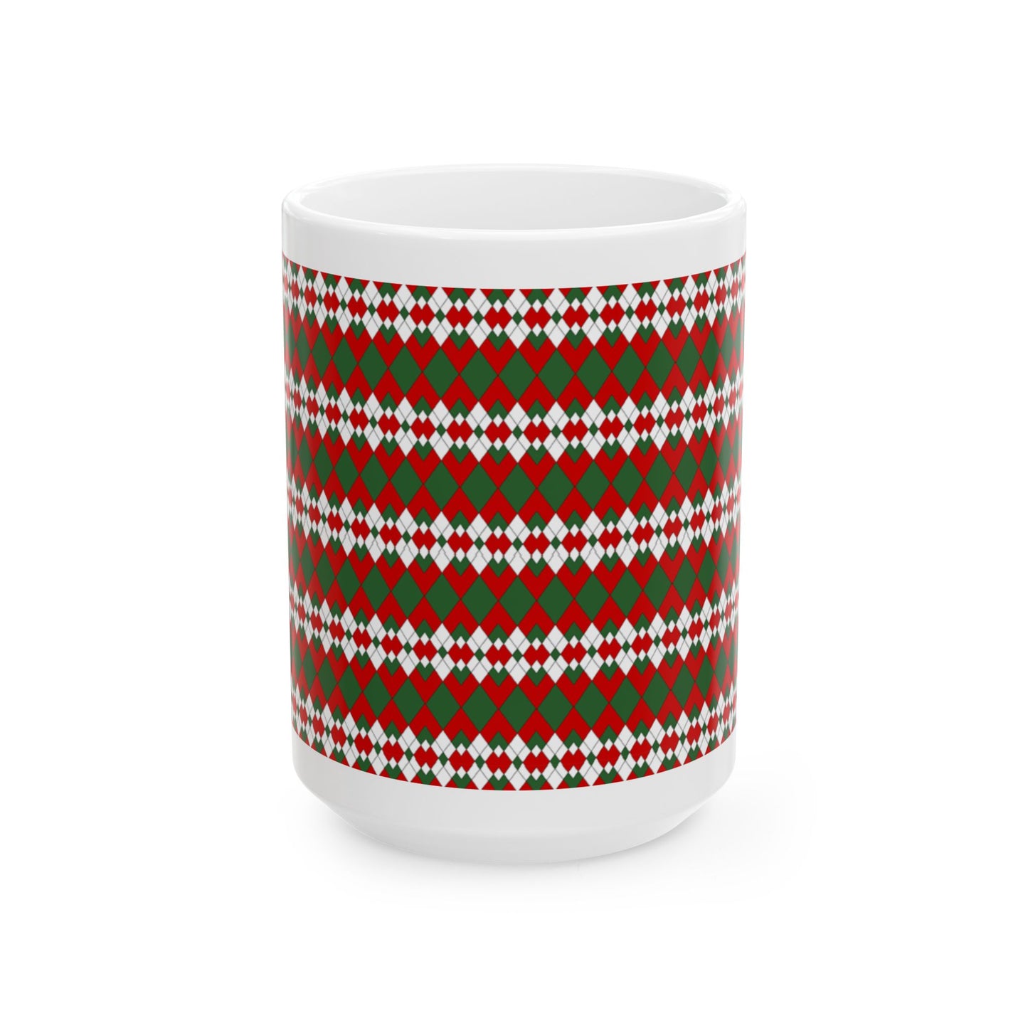 Christmas Extra Argyle Ceramic Mug, (11oz, 15oz)