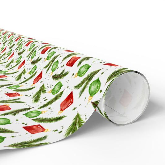 Watercolor Christmas Ornaments Wrapping Paper