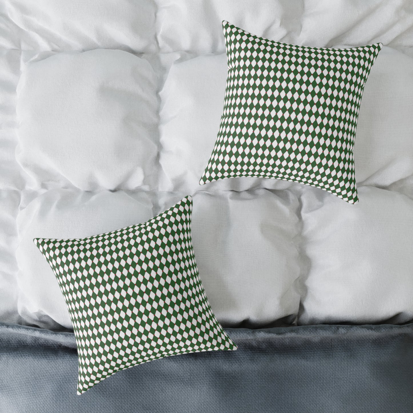 Nutcracker Drummer Green Argyle Christmas Decorative Pillow | Double‑Sided Poly Canvas Cushion, 5 Sizes, Vibrant Holiday Décor