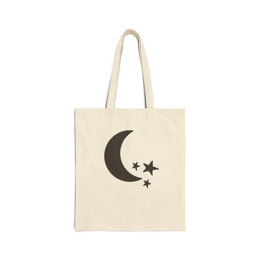 Moon & Stars Valentines Personalize Custom Name Cotton Canvas Tote Bag