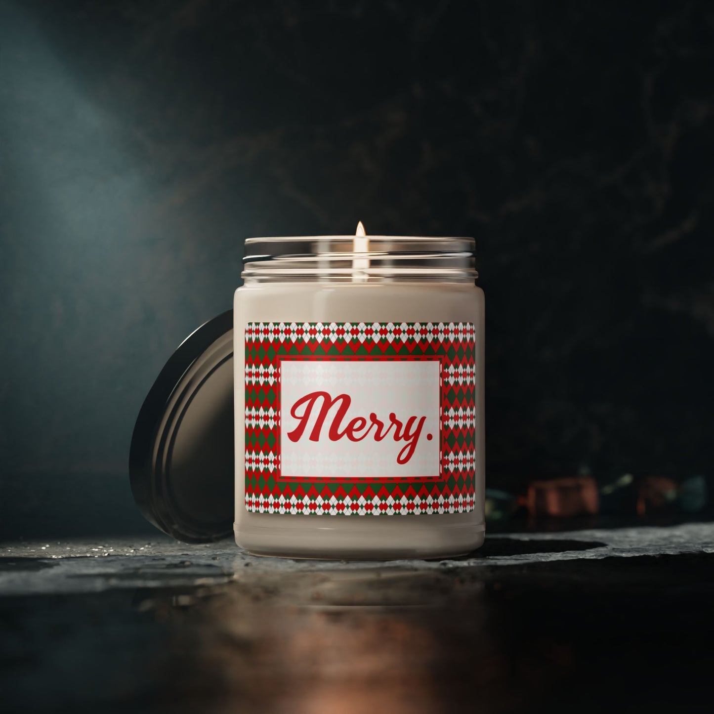 Merry- Christmas Extra Argyle Scented Soy Candle, 9oz