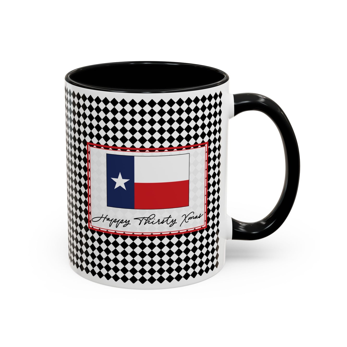 Blitz- Black Argyle Personalizable Christmas Ceramic Mug (11oz, 15 oz)