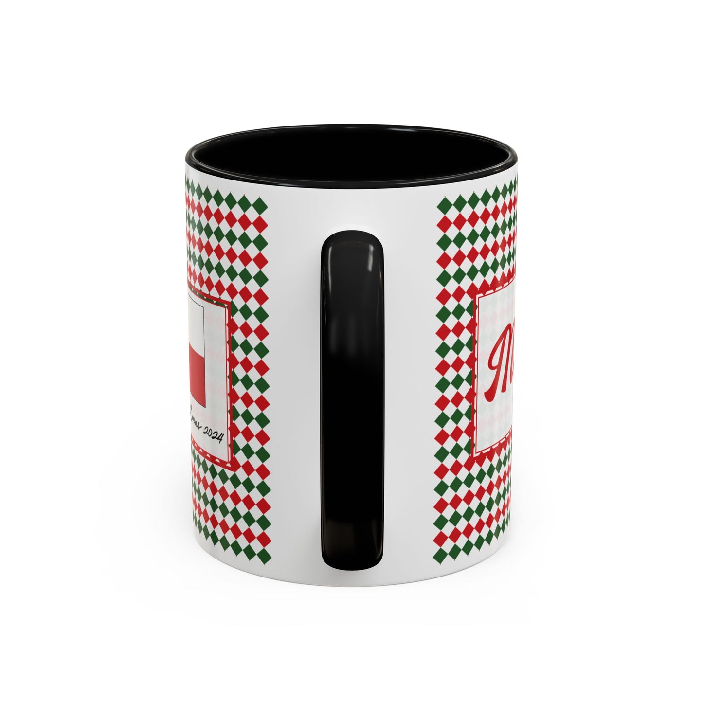 Merry- Christmas Argyle Personalizable Christmas Ceramic Mug (11oz, 15 oz)