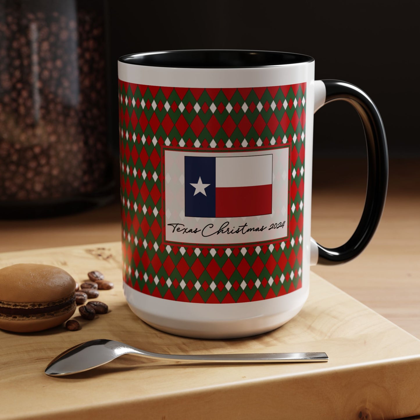 Blitz- Christmas Fancy Argyle Personalizable Christmas Ceramic Mug (11oz, 15 oz)