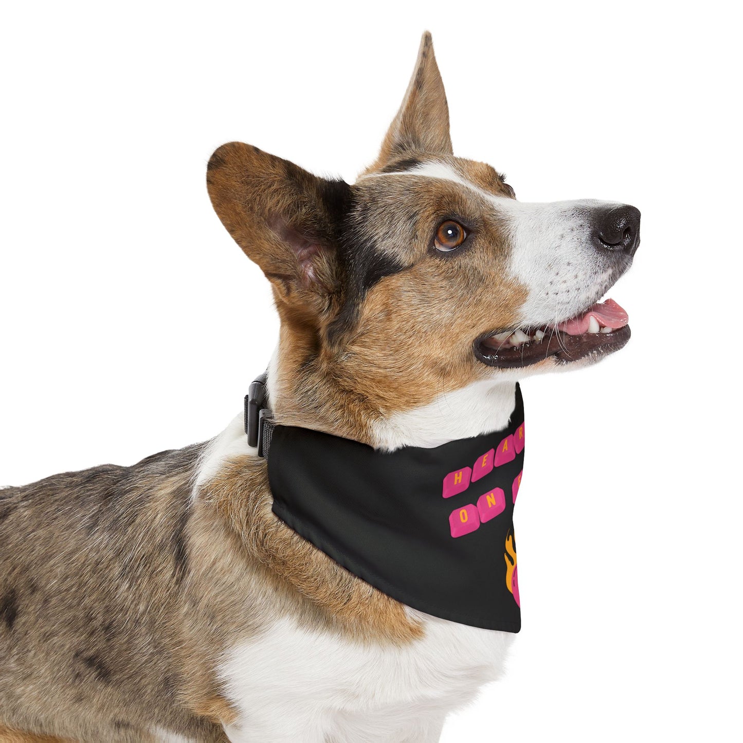 HEARTS ON FIRE Key Caps Flaming Heart Clip-On Pet Bandana Collar