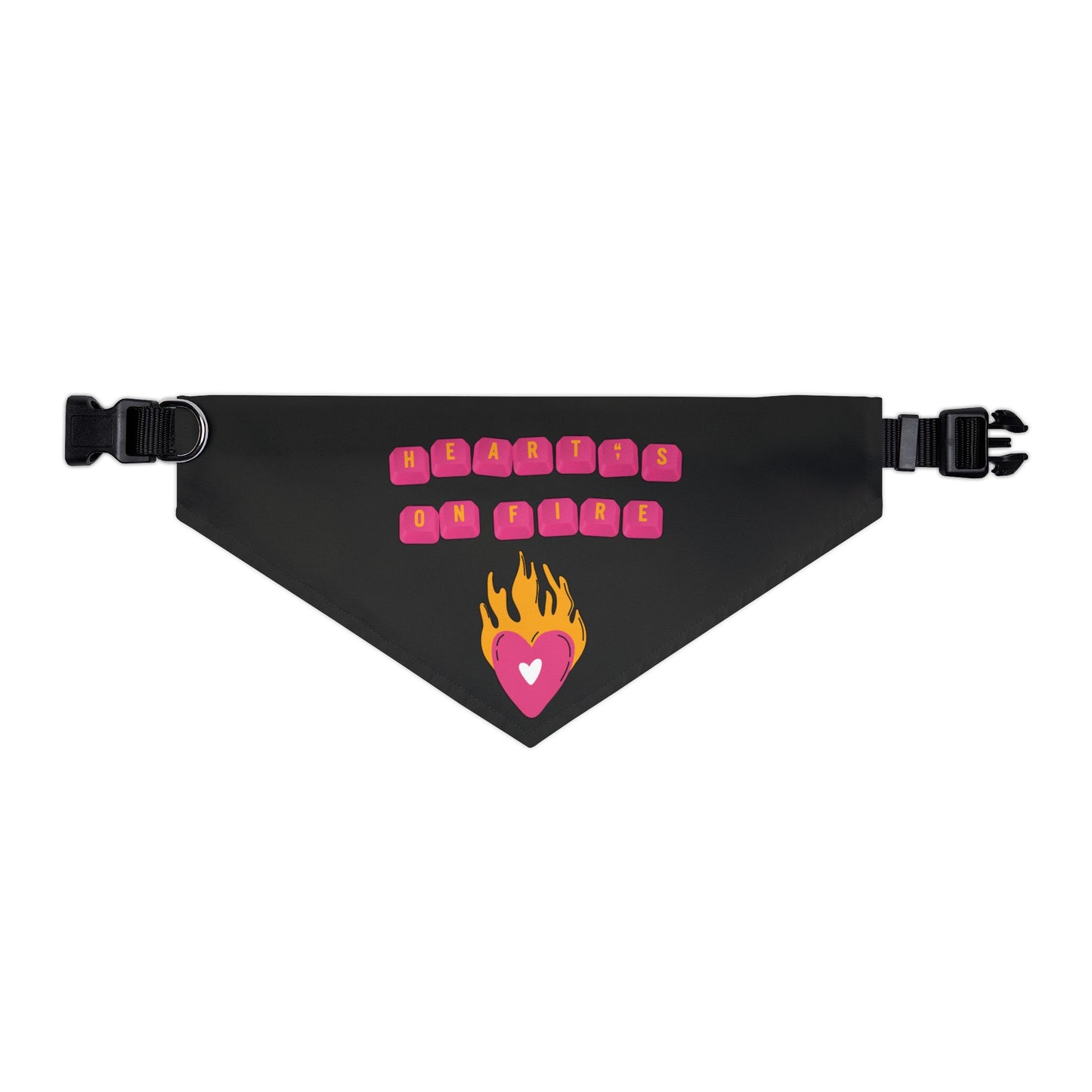 HEARTS ON FIRE Key Caps Flaming Heart Clip-On Pet Bandana Collar