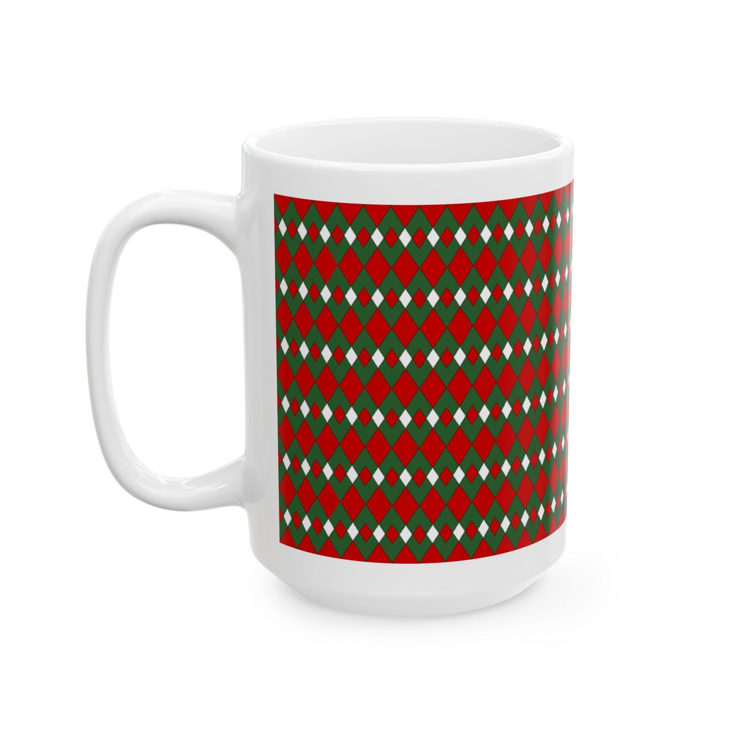 Christmas Fancy Argyle Ceramic Mug, (11oz, 15oz)